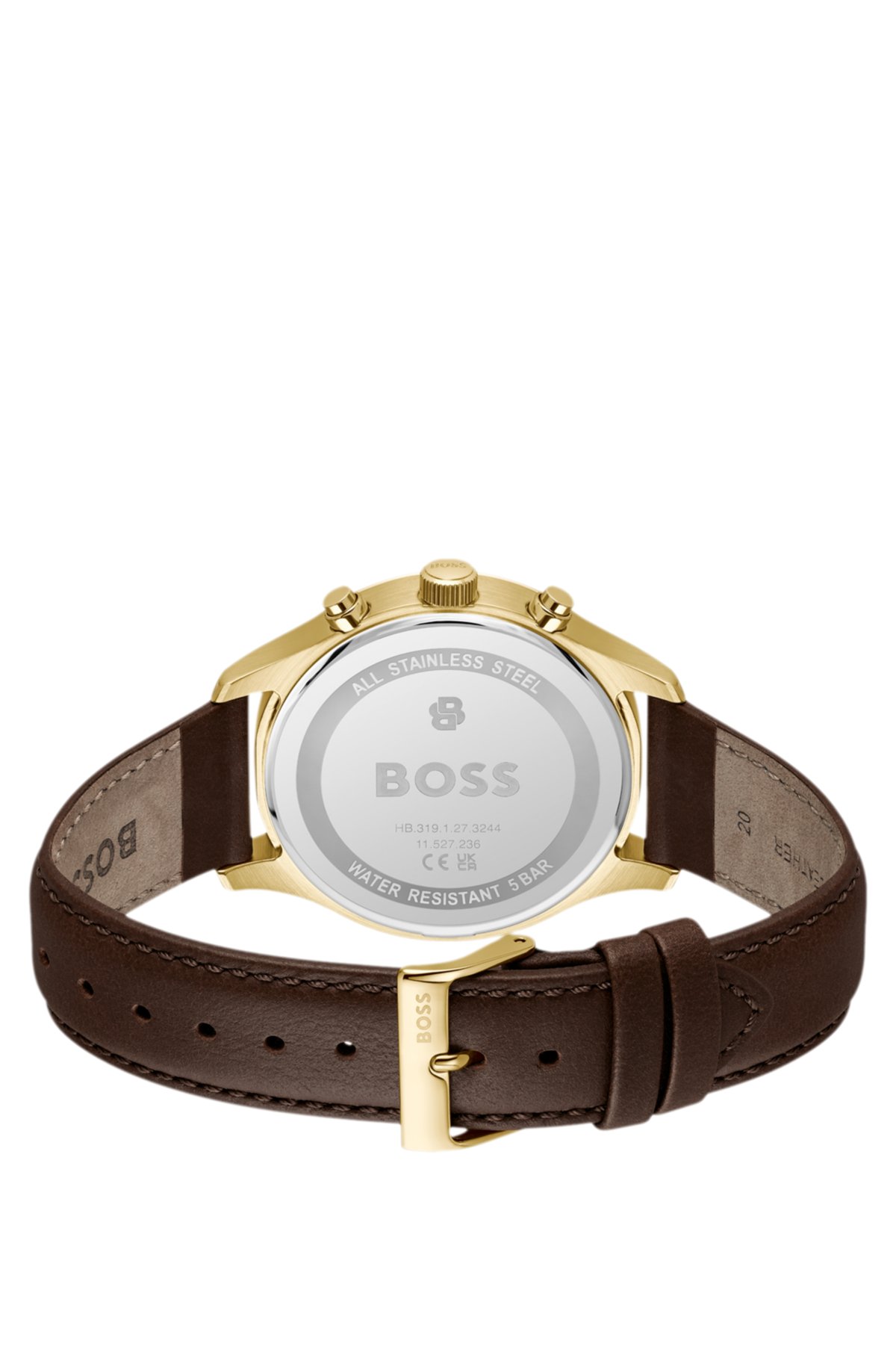 Orologio cronografo Stratus con cinturino in pelle marrone