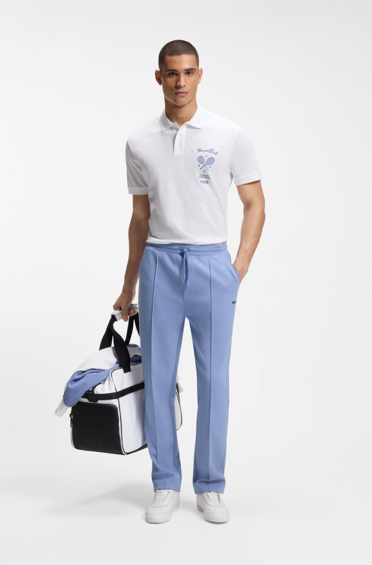 Maglietta polo con ricamo in maglia di cotone