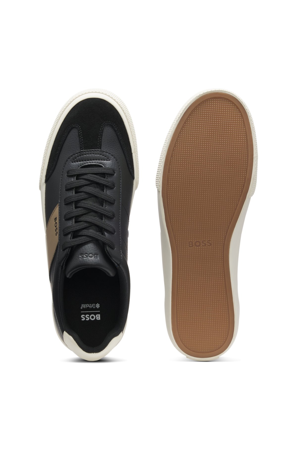 Scarpe da ginnastica con finiture in pelle su pelle sintetica