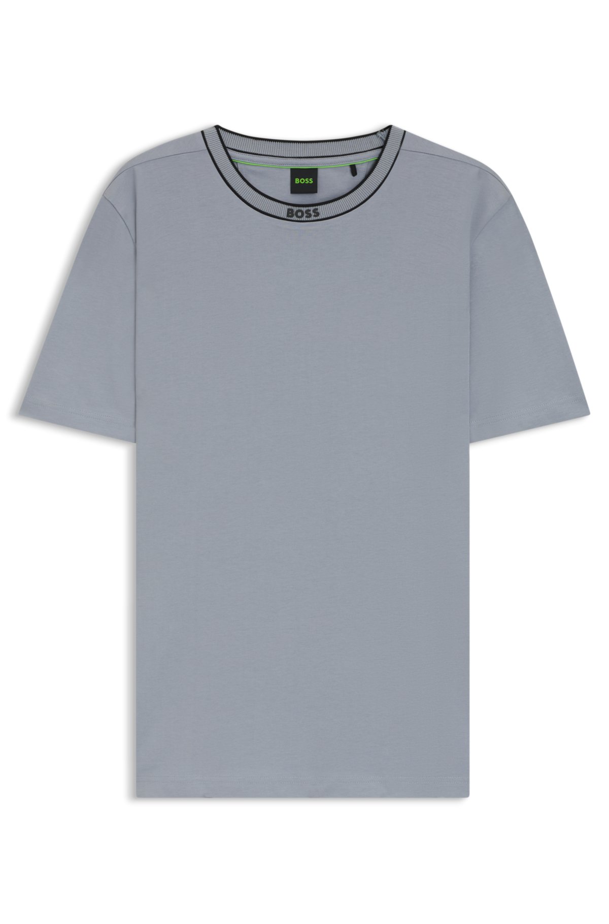 T-shirt in jersey di cotone con colletto a righe
