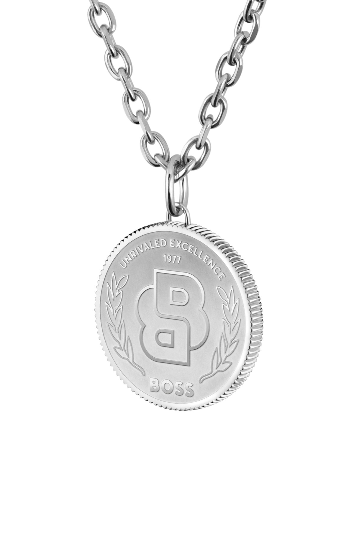 Collana in tonalità argento con medaglione monogramma Double B