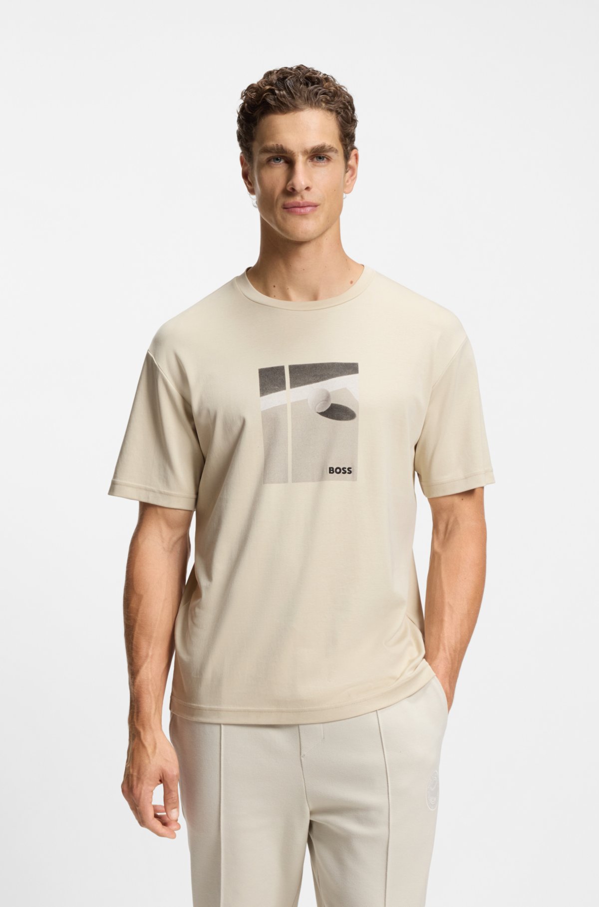 T-shirt con stampa da tennis in cotone Pima