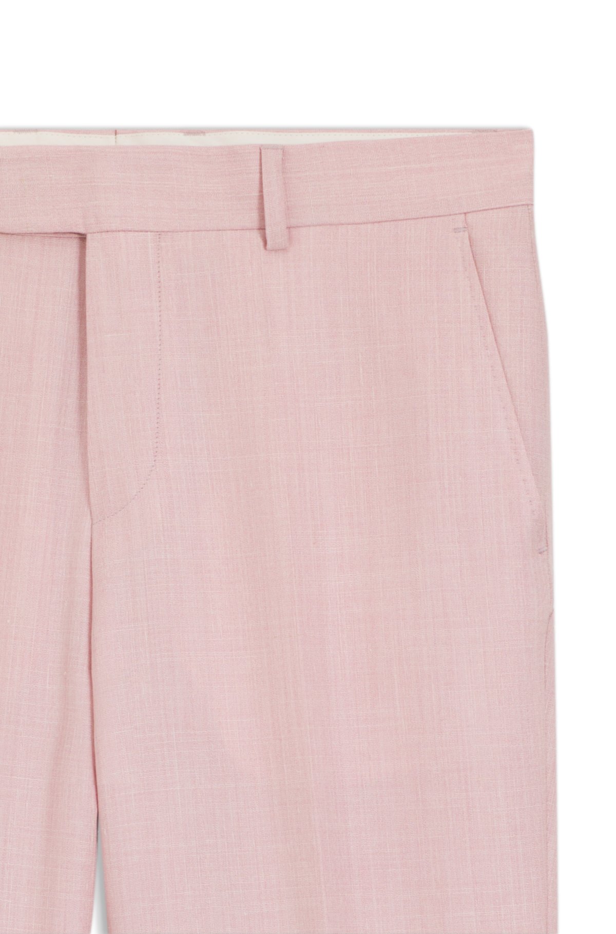 Pantaloni a vestibilità slim in lana vergine, seta e lino