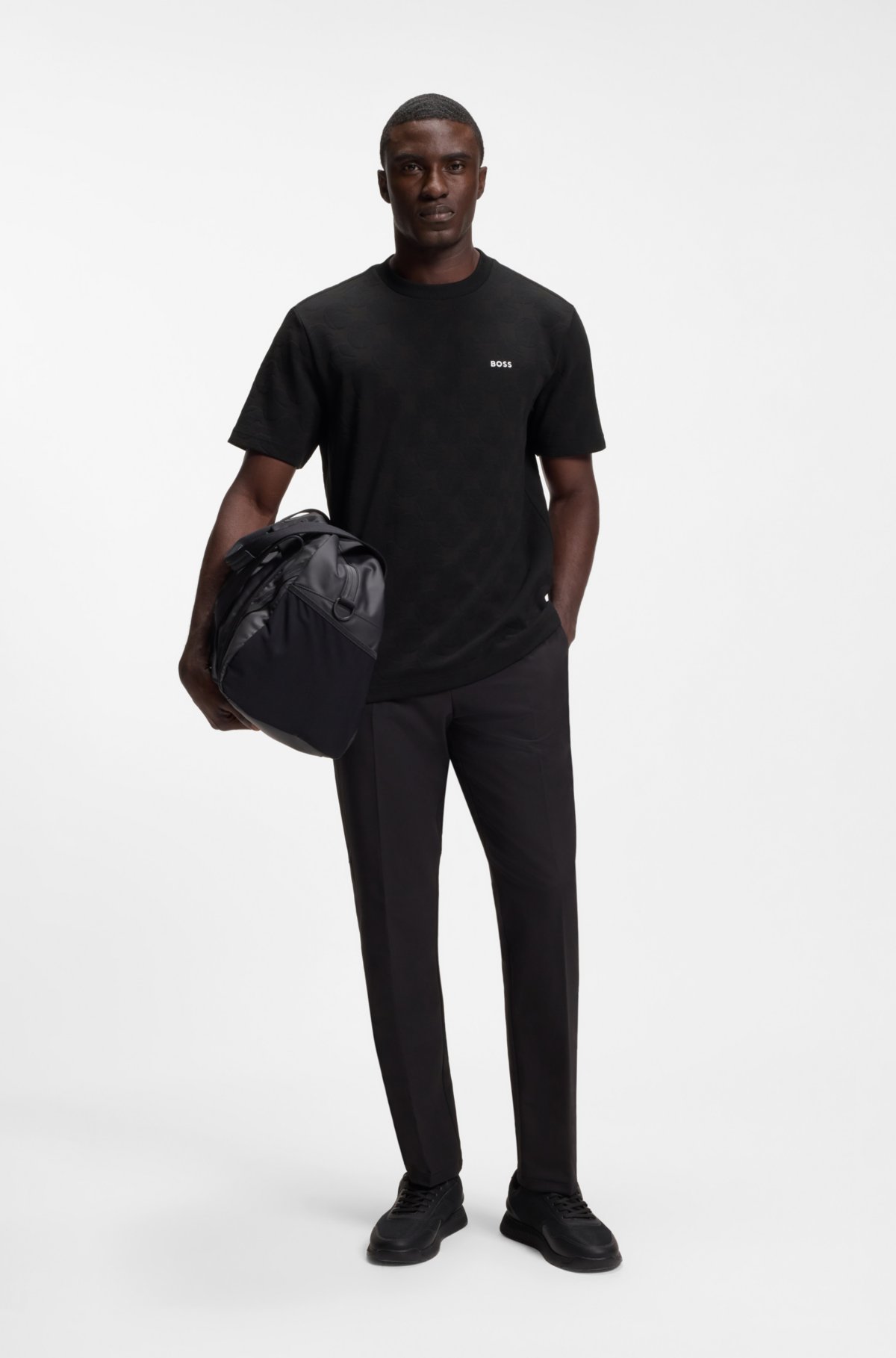 T-shirt in cotone con intreccio a palline da tennis