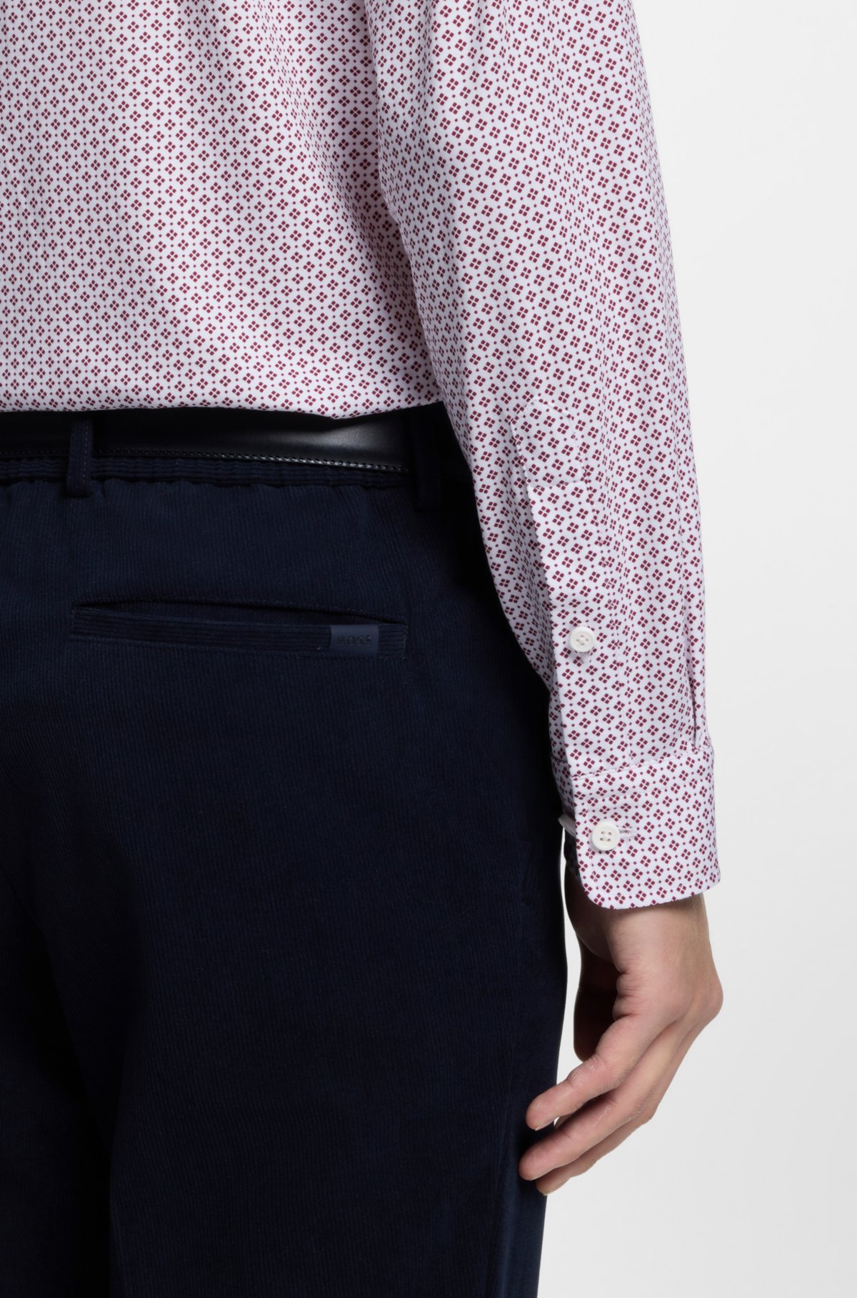 Camicia aderente con stampa in misto cotone