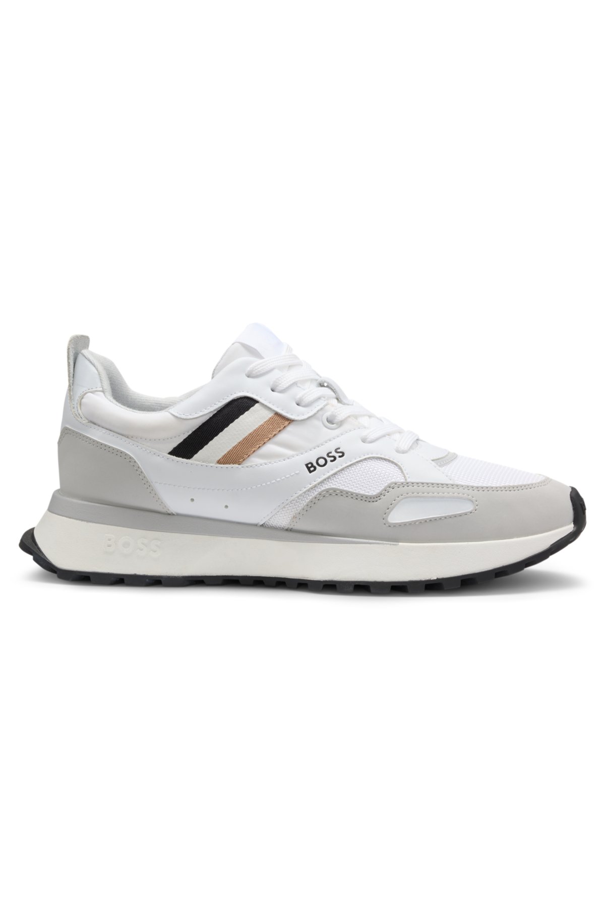 Scarpe da ginnastica in materiali misti con pelle e mesh