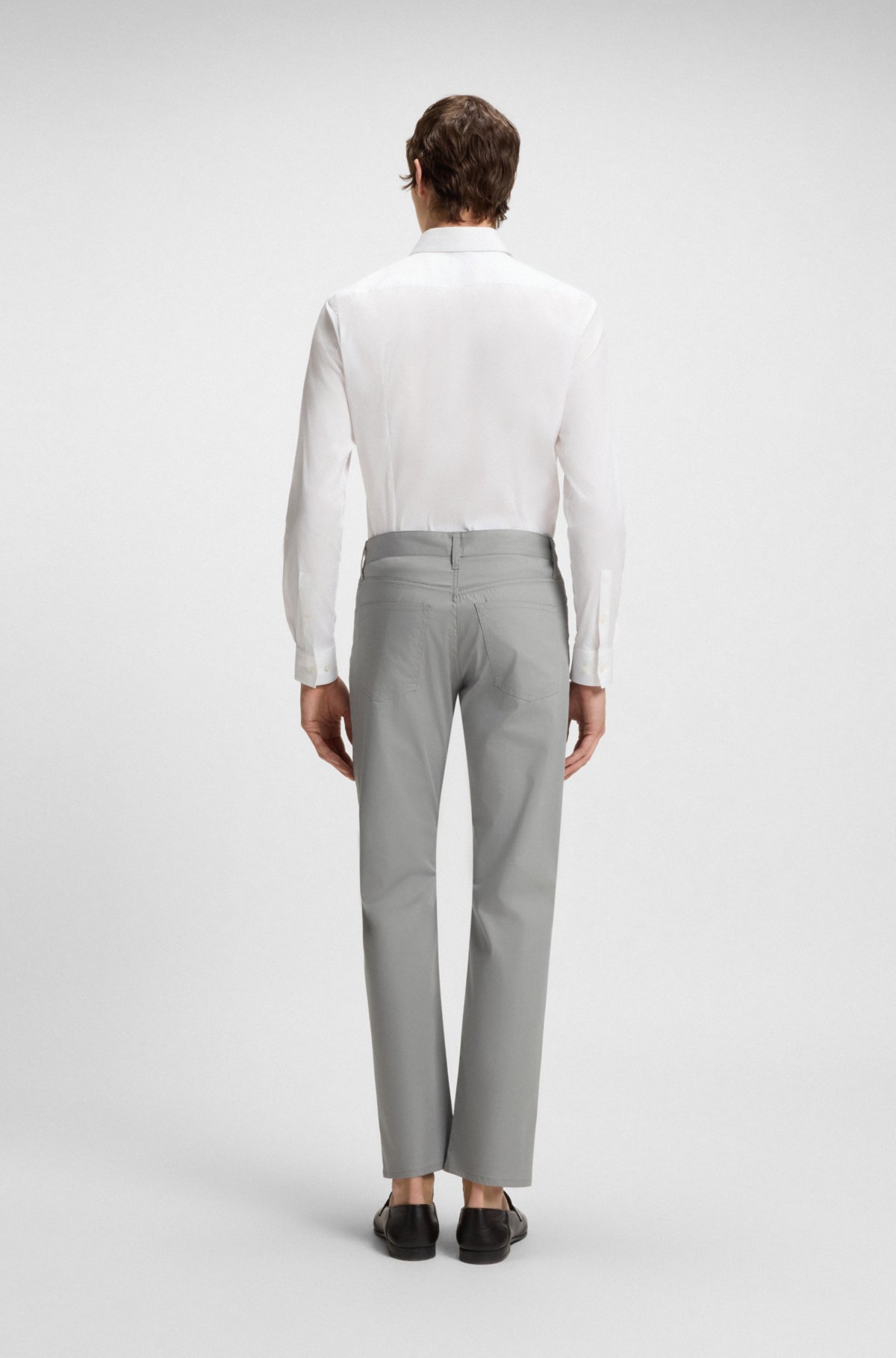 Pantaloni a vestibilità aderente in cotone, seta e stretch