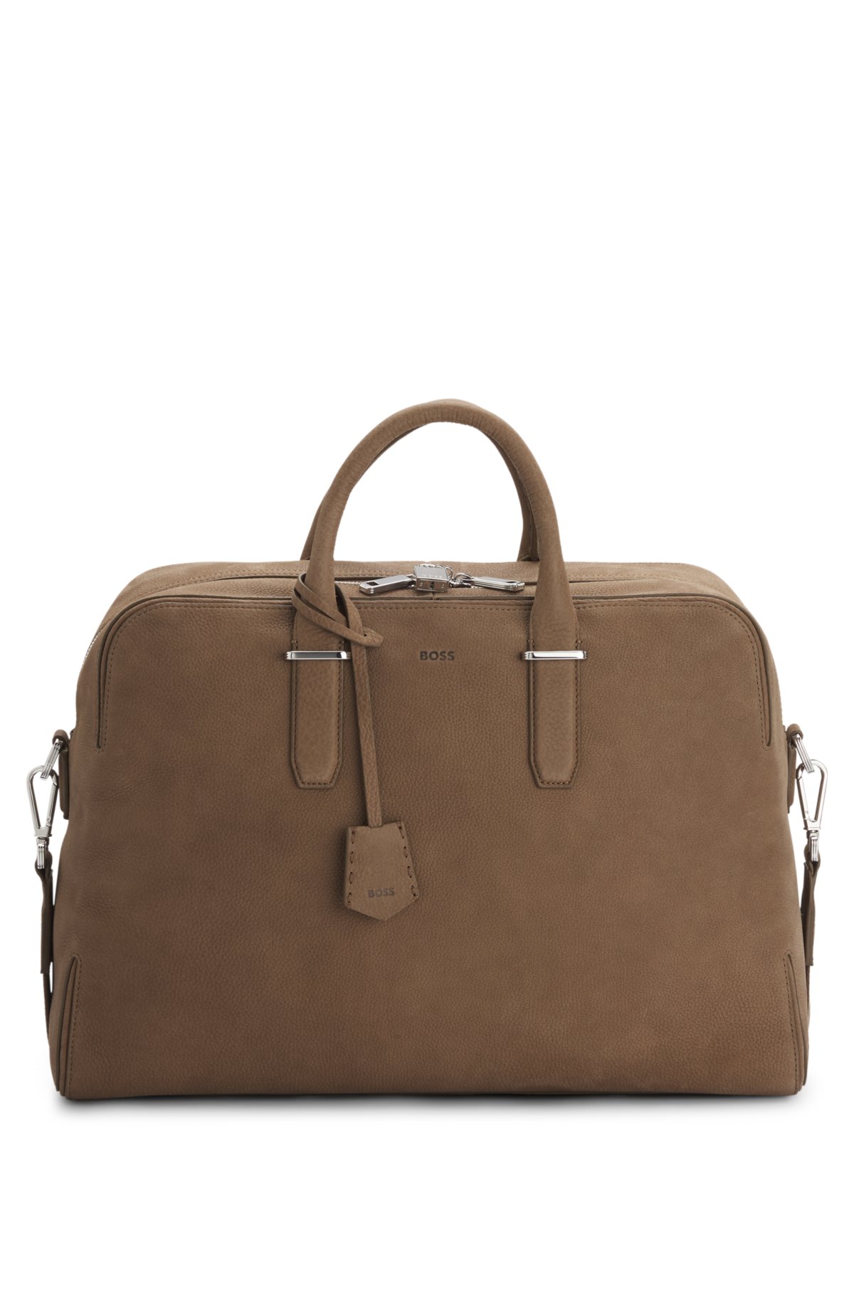 Borsa a tracolla in pelle grana con logo impresso