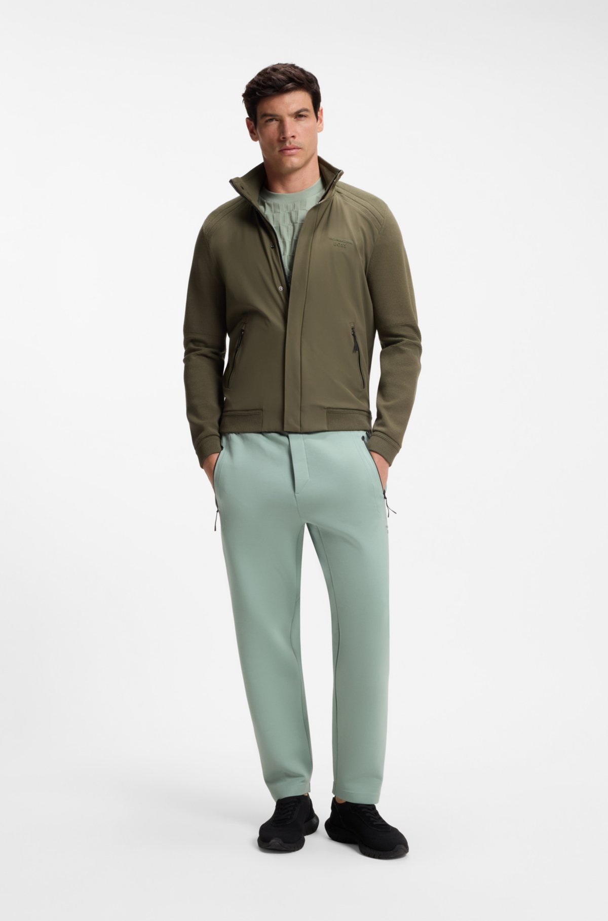 T-shirt uomo in cotone jacquard con design Porsche x BOSS