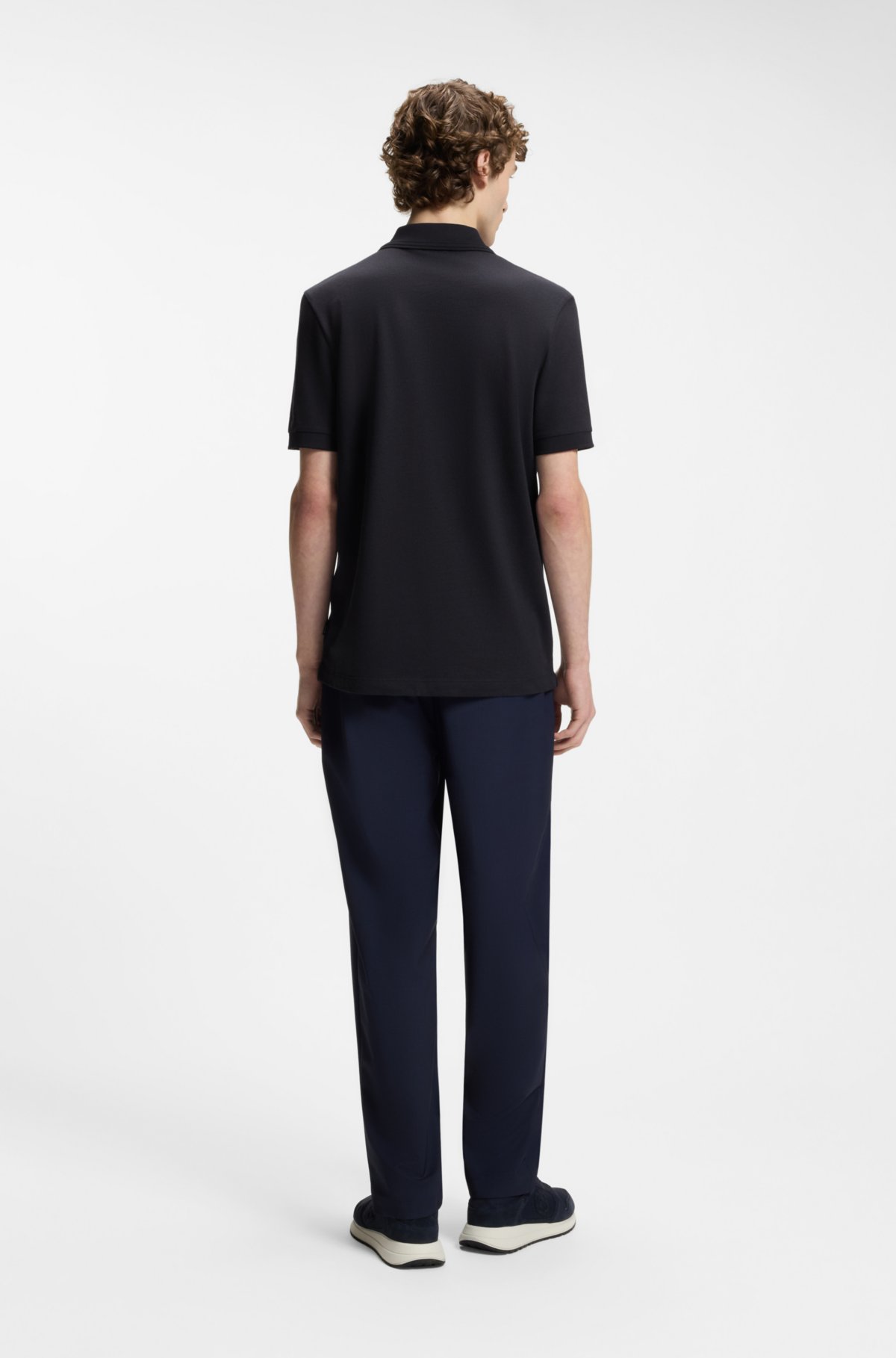 Polo con zip in misto cotone