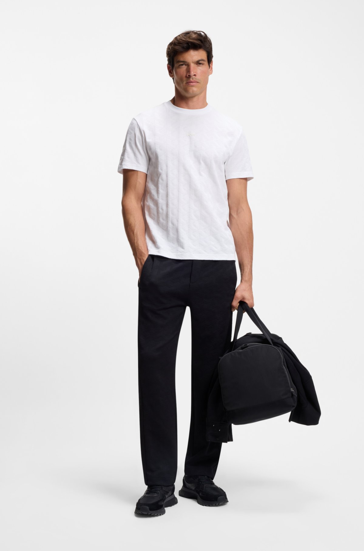 T-shirt in cotone con motivo jacquard