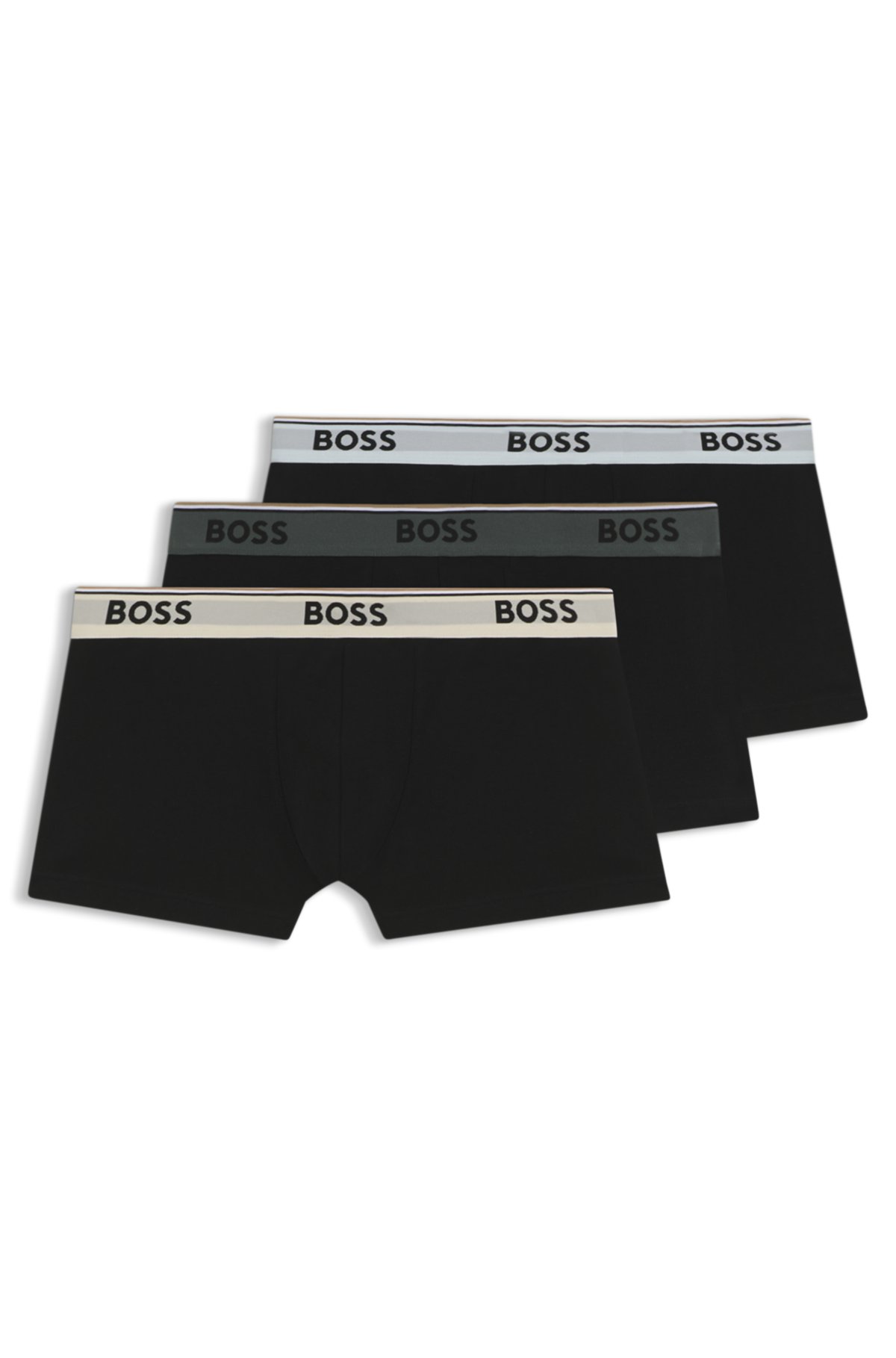 Set di tre boxer con elastico in cotone elasticizzato