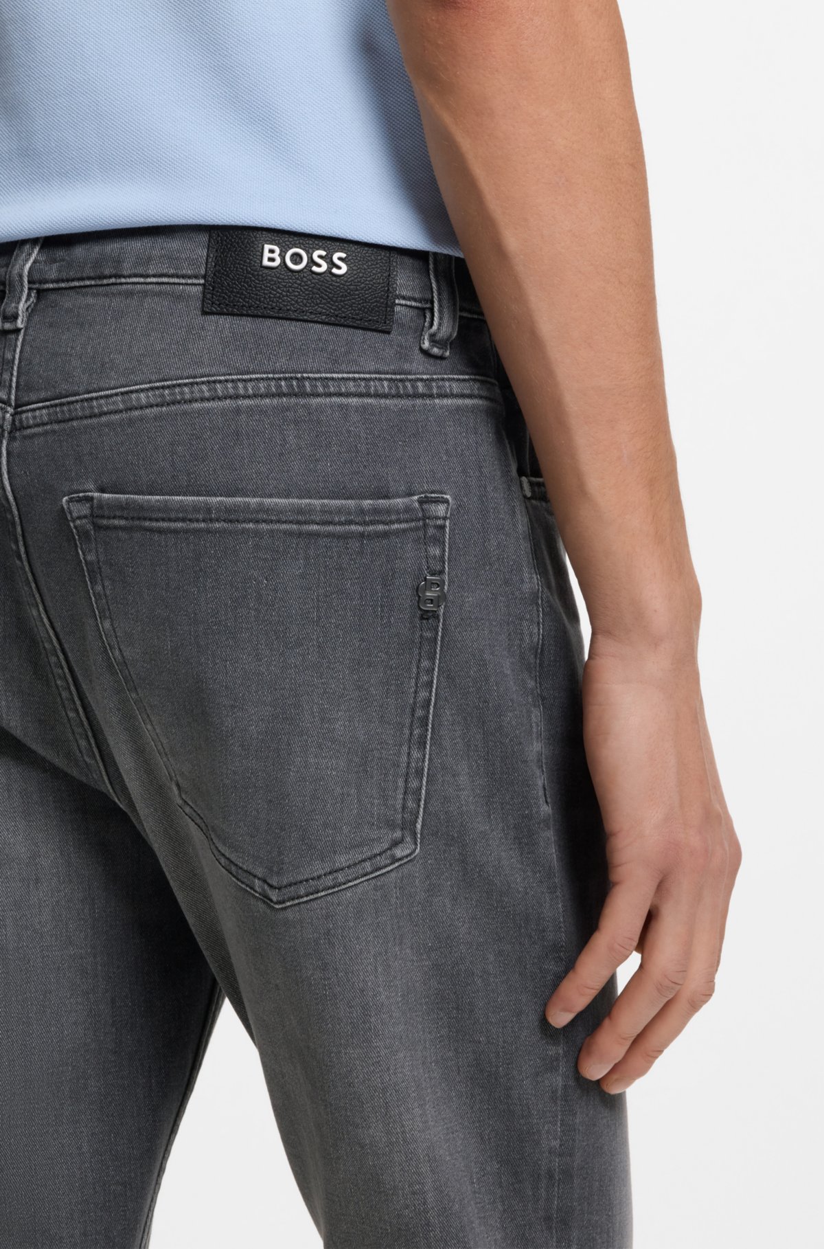 Jeans slim-fit grigi in denim elasticizzato