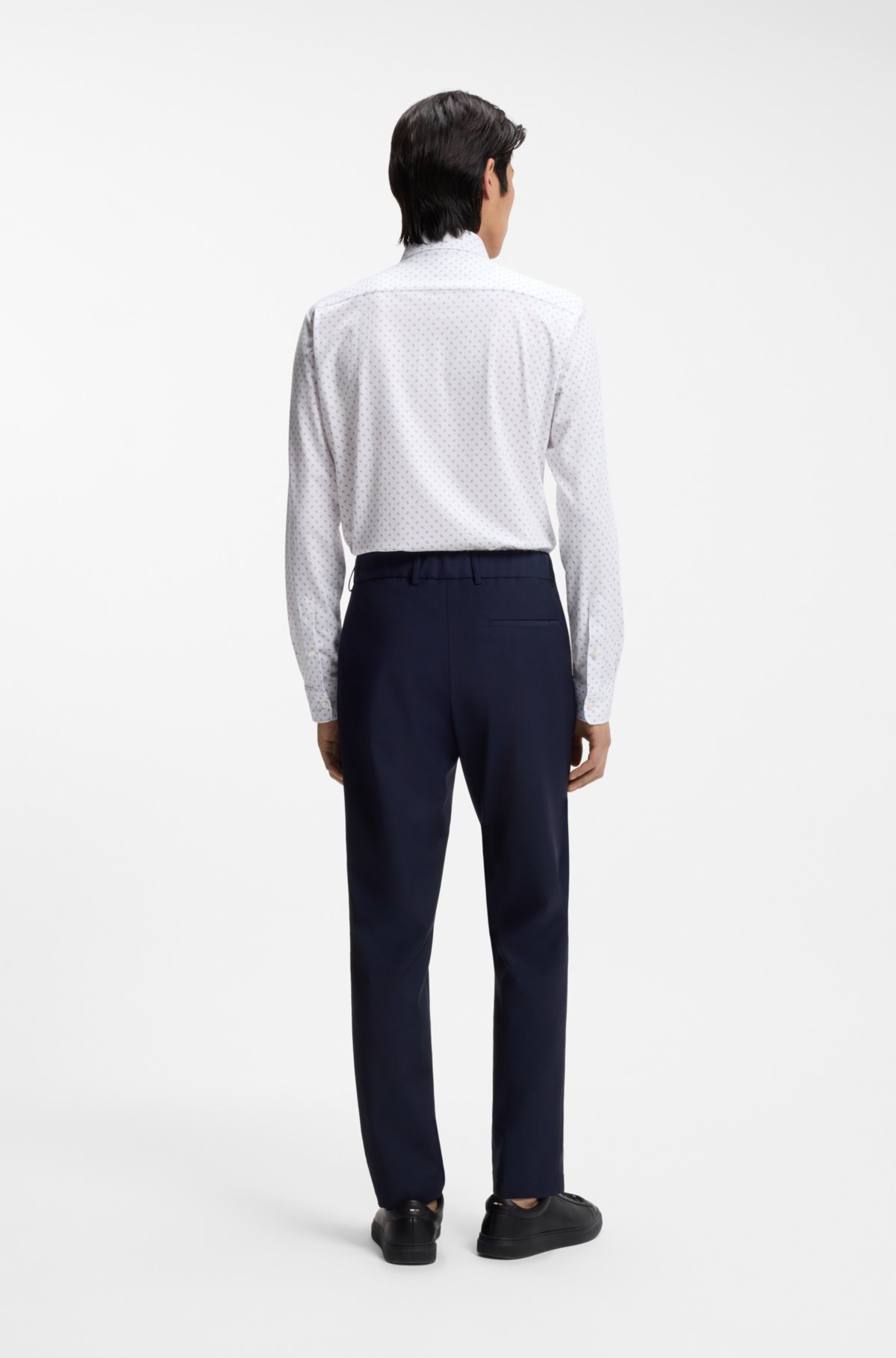 Camicia a taglio slim in misto cotone con stampa