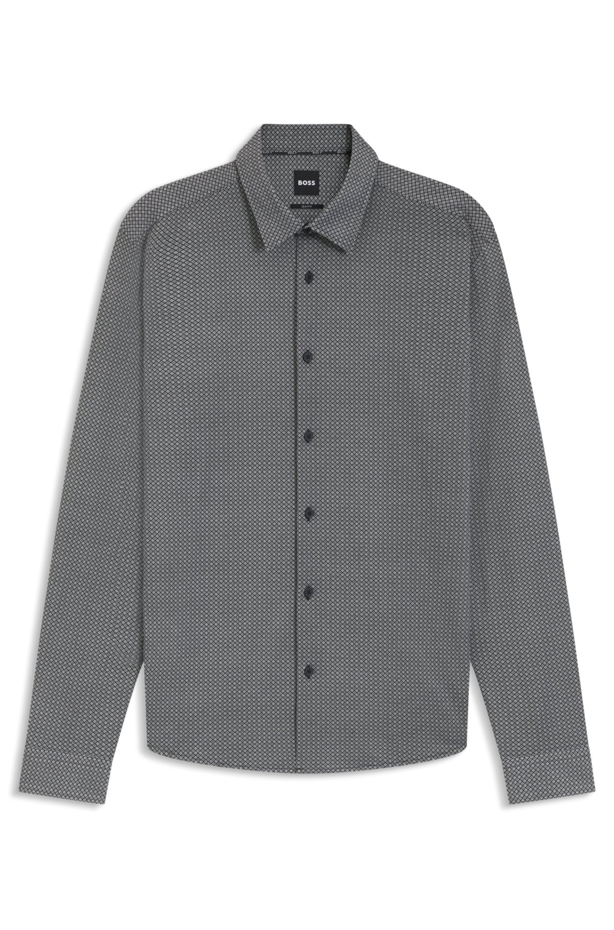 Camicia a righe con taglio slim in tessuto flessibile
