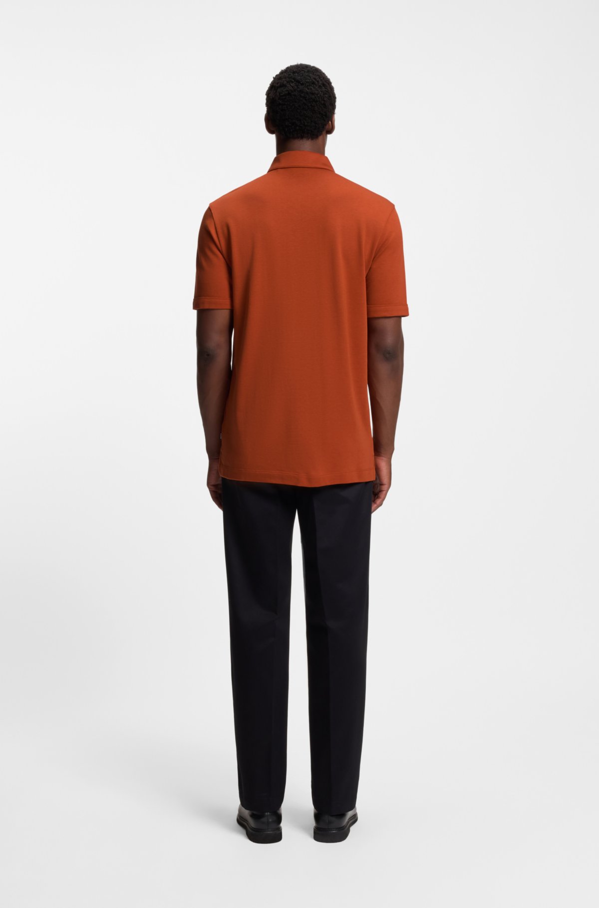 Maglia polo in piqué con collo a zip