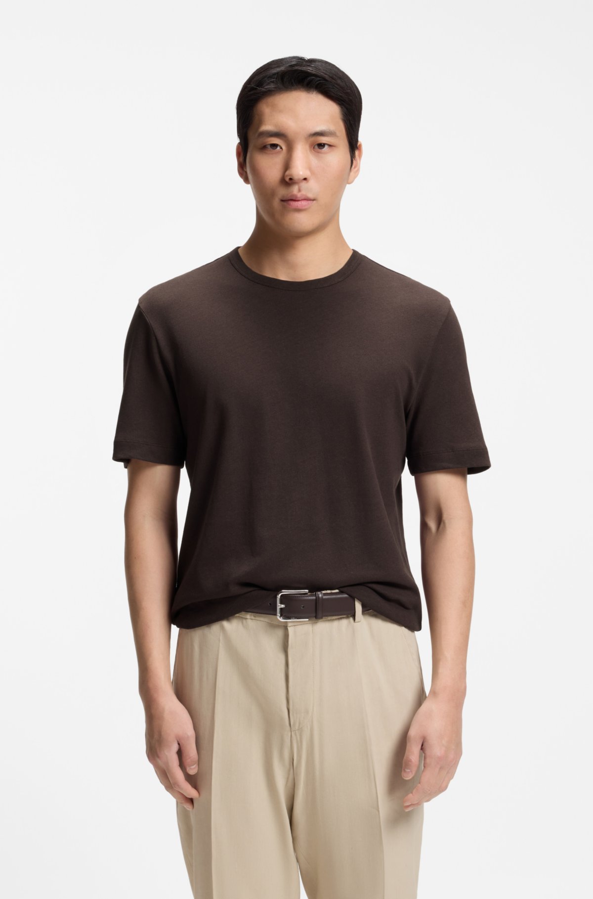 T-shirt in cotone e lino con vestibilità regolare