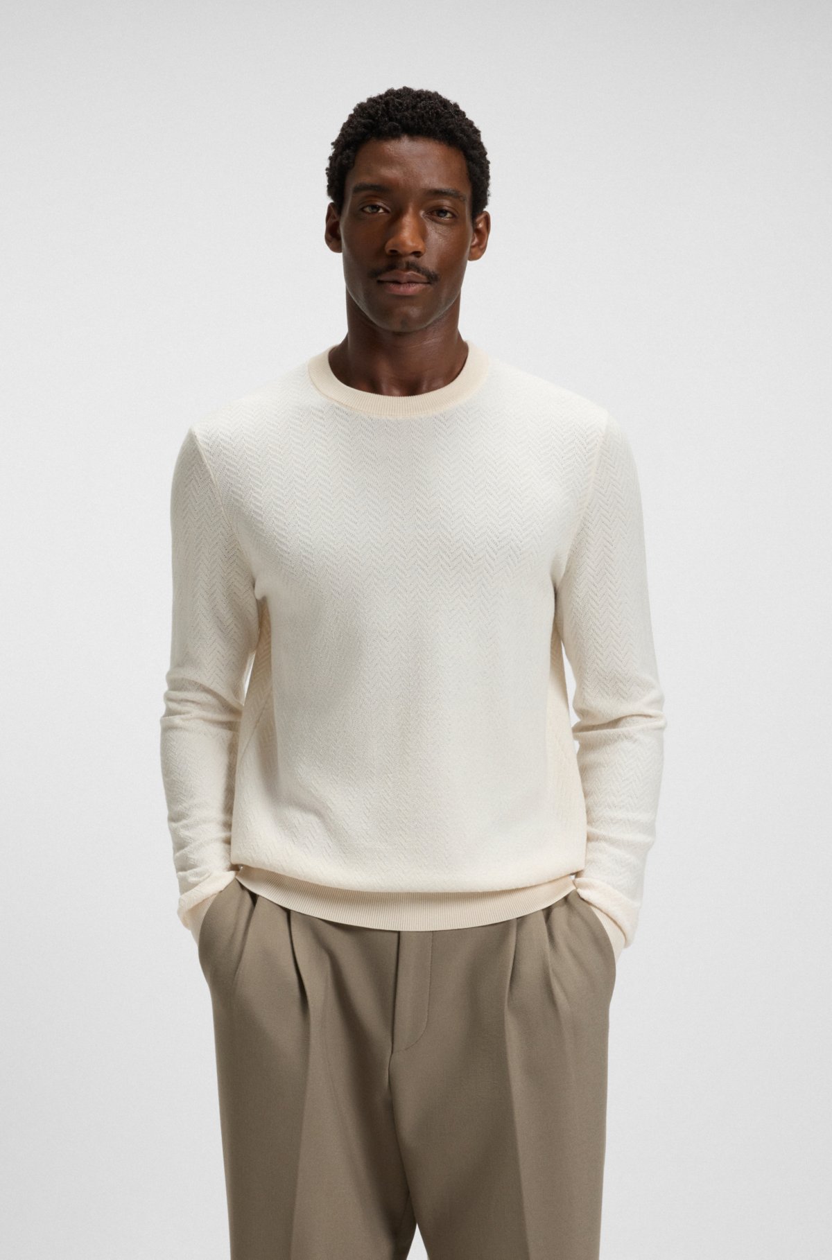 Pullover con motivo a losanga in lana e cotone