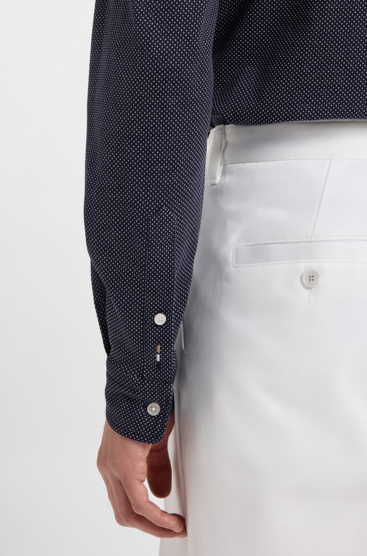 Camicia aderente in jersey di cotone strutturato