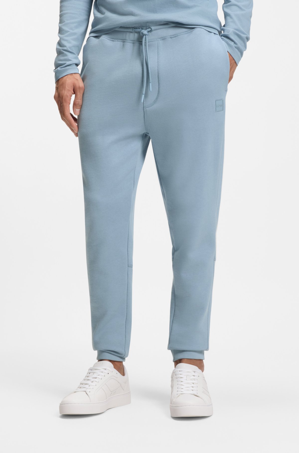 Pantaloni per tuta con patch logo in pile di cotone