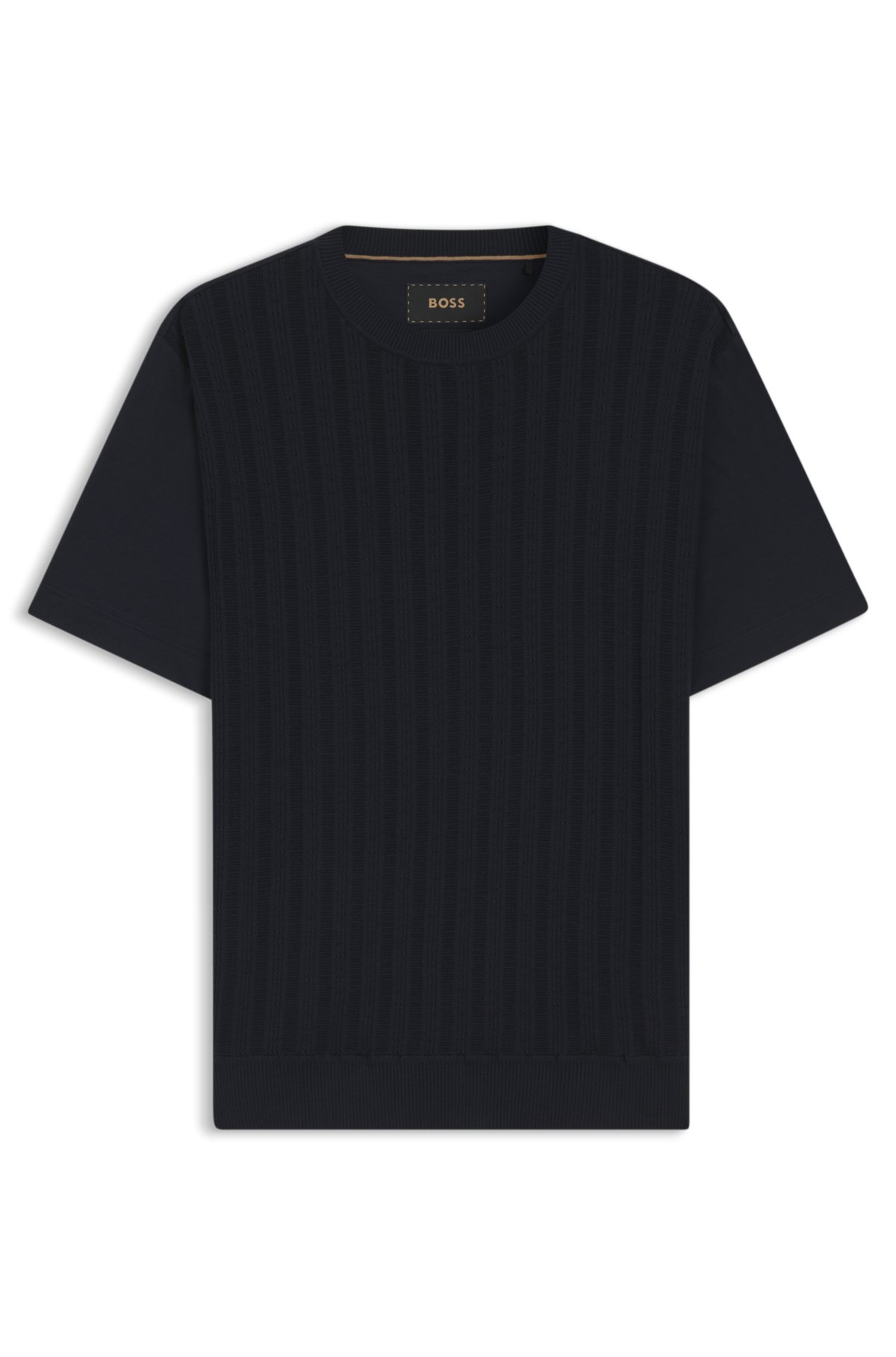 T-shirt in cotone e seta con lavorazione a maglia a nodo