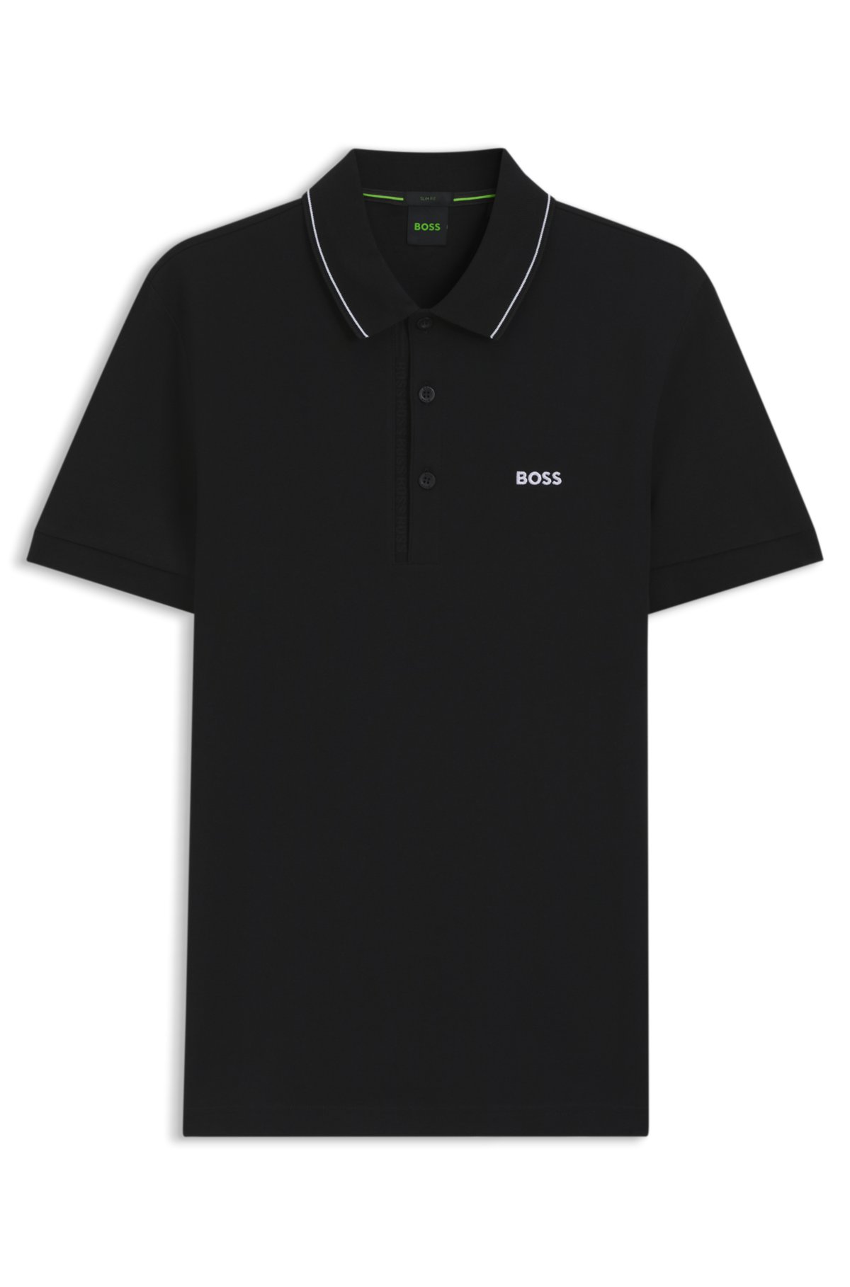Maglietta polo slim-fit in piqué di cotone con logo tonale