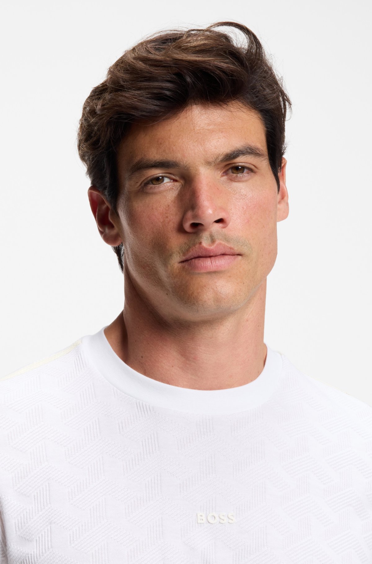 T-shirt in cotone con motivo jacquard
