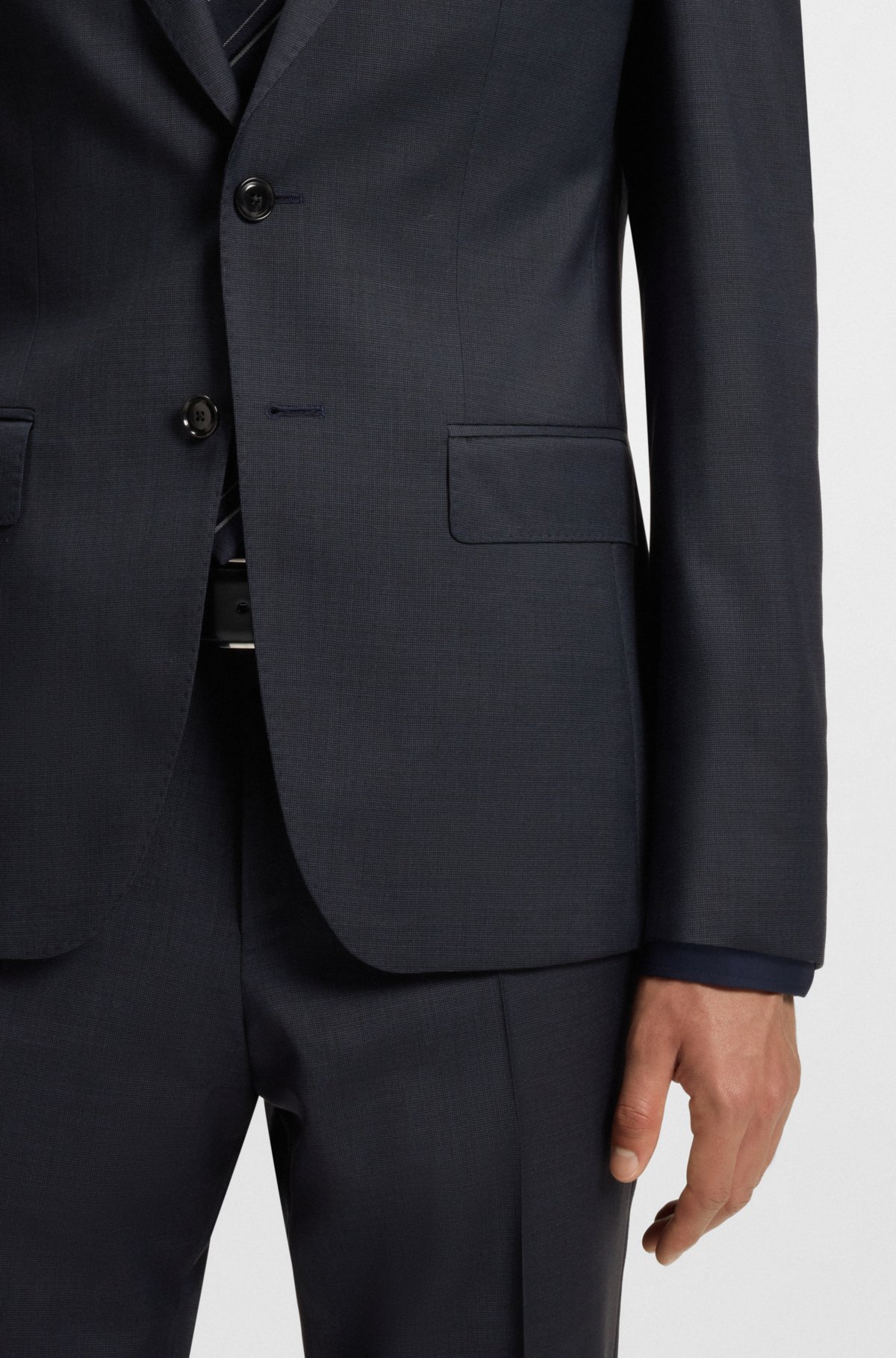 Suit due pezzi in lana vergine con microdisegno