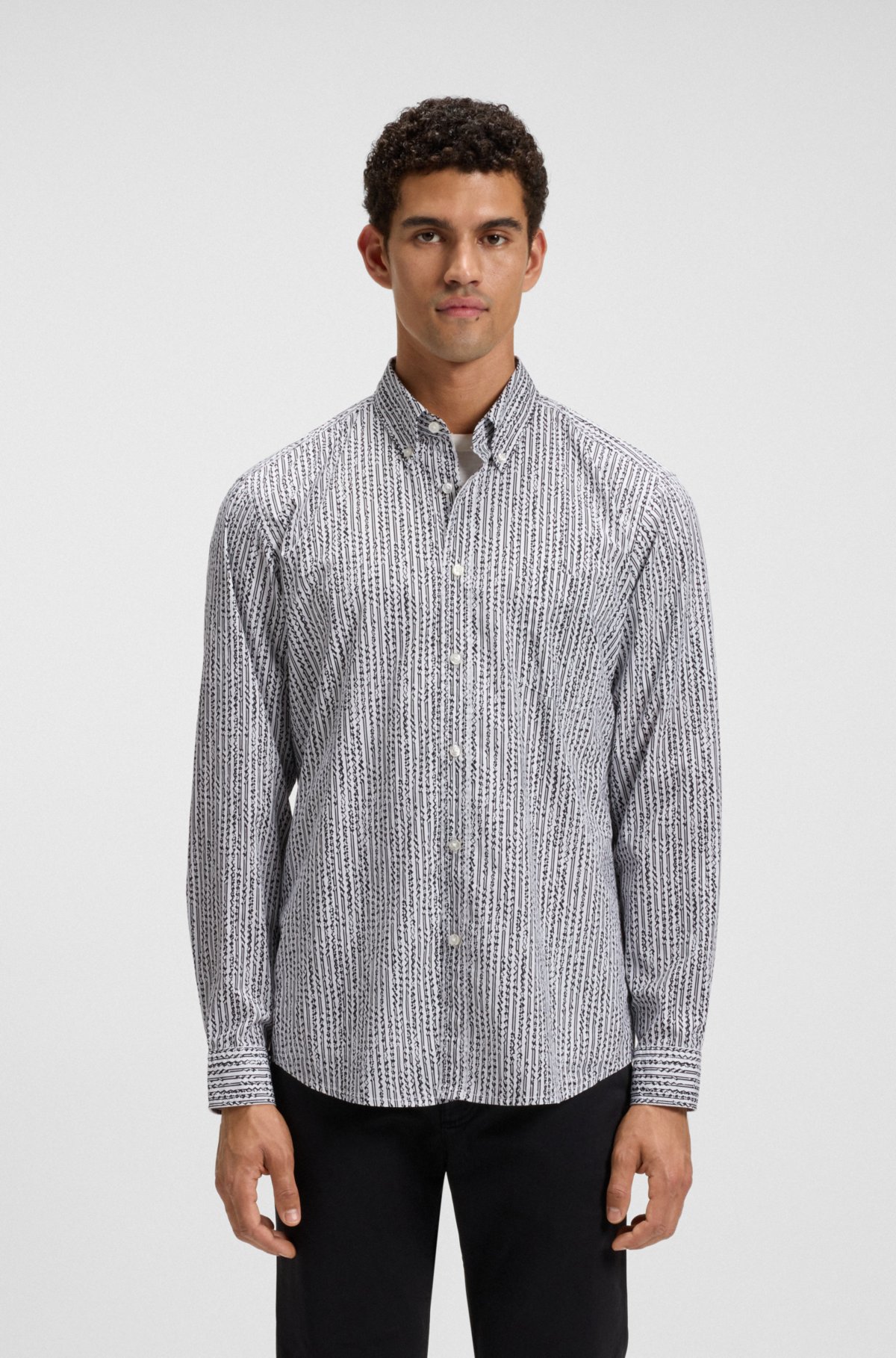 Camicia con stampa a taglio regolare in popeline di cotone