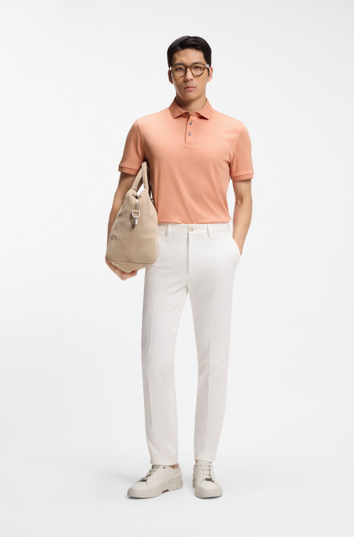 Maglia polo con taglio regolare in cotone italiano mercerizzato