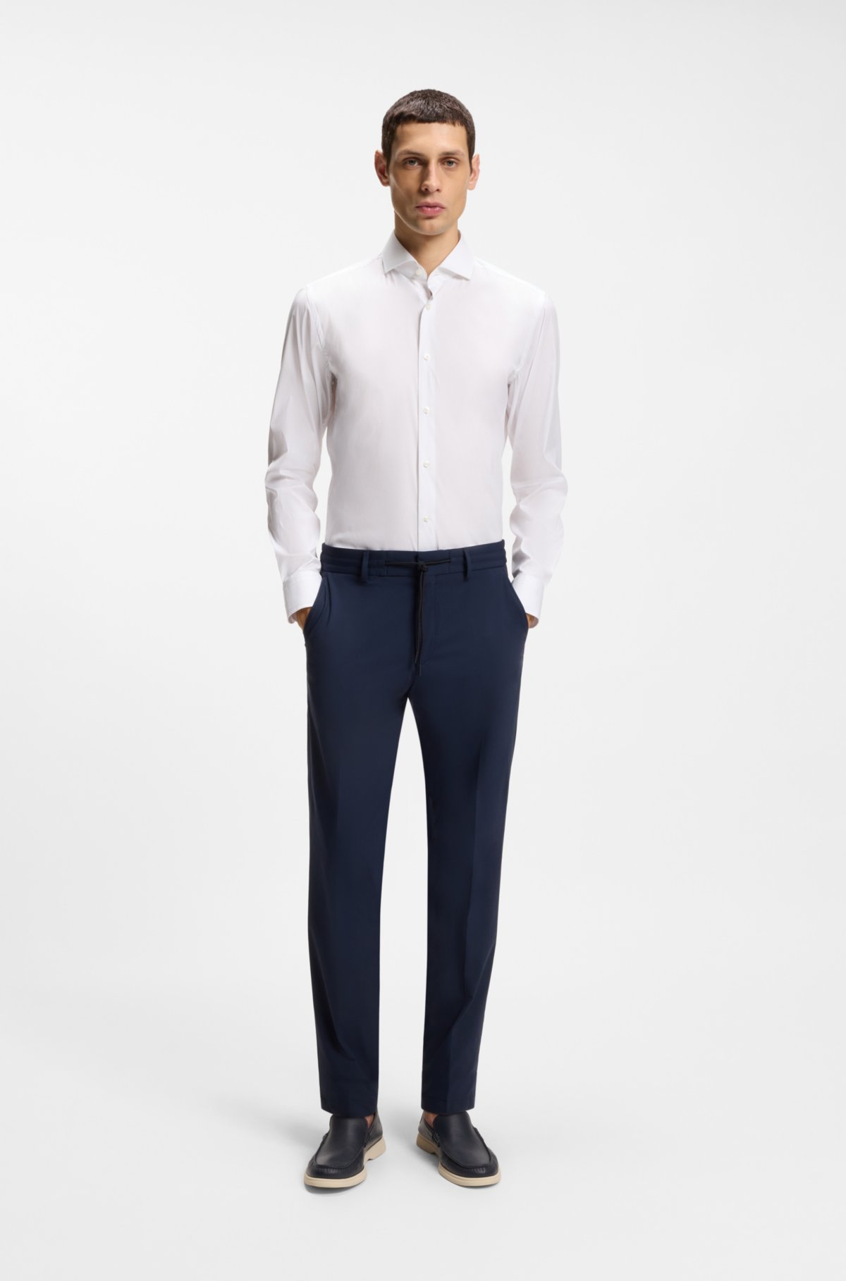 Camicia slim-fit facile da stirare in poplin di cotone
