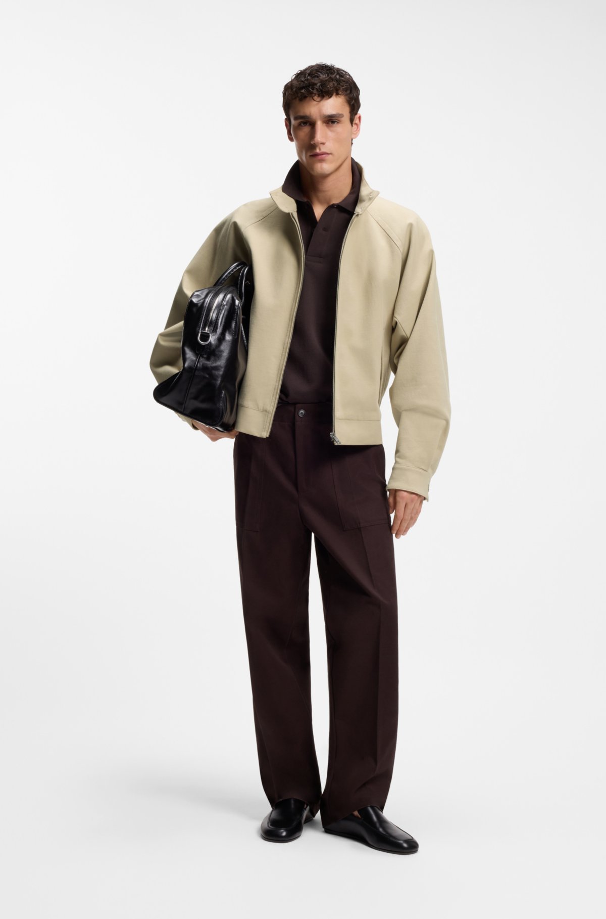 Giacca bomber in cotone con elastico con cerniera