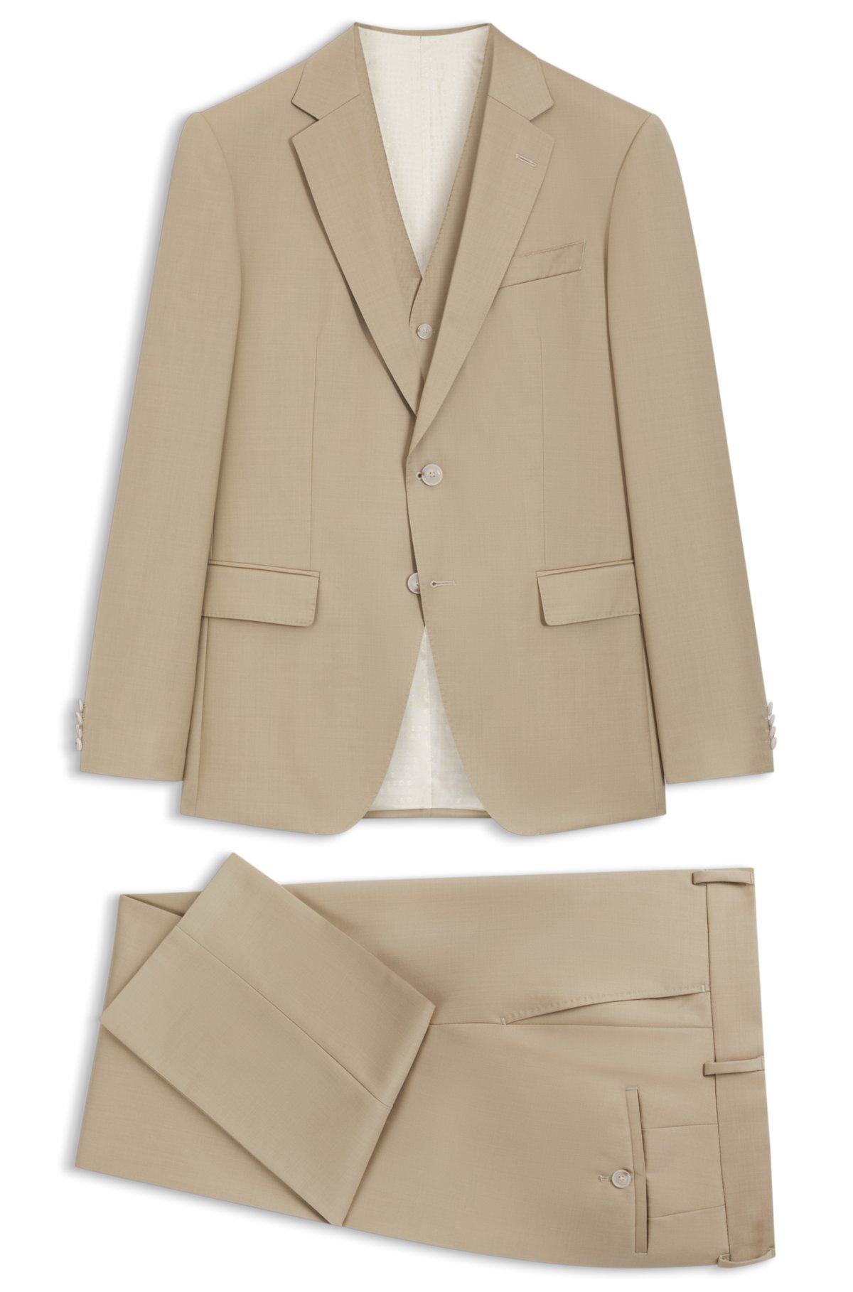 Completo da tre pezzi in gabardine di lana vergine