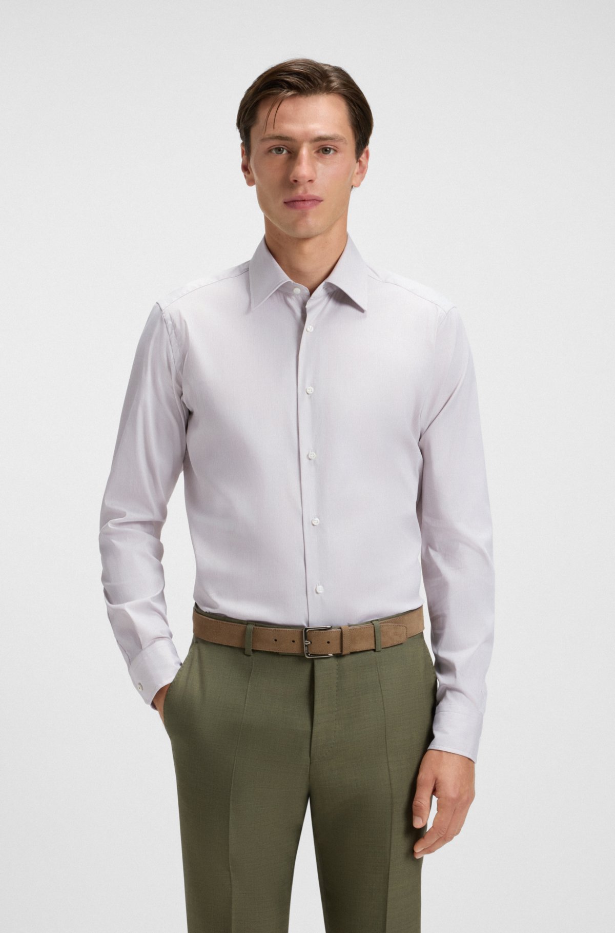 Camicia con taglio regular in misto cotone made in Italy