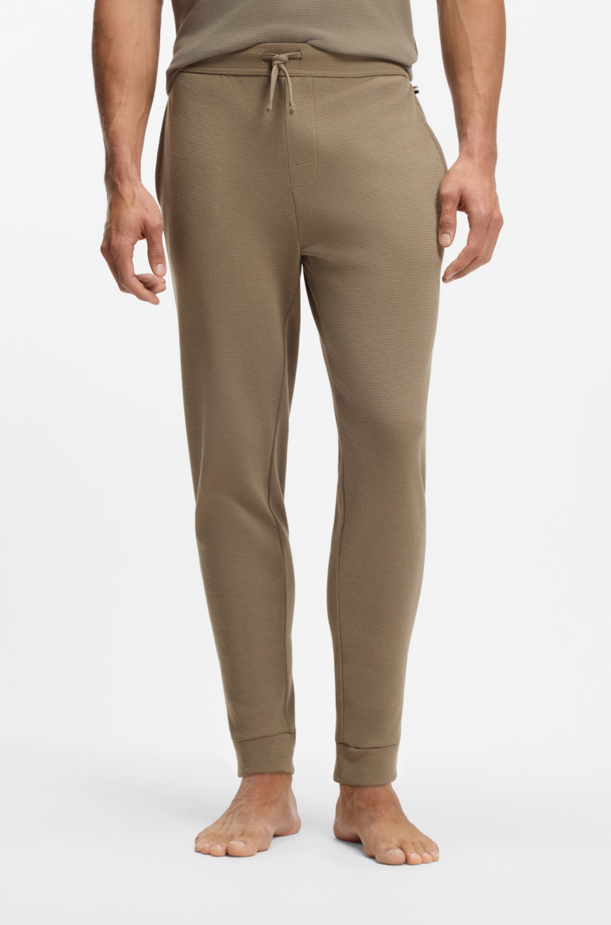 Pantaloncini da pigiama in misto cotone con struttura a waffle
