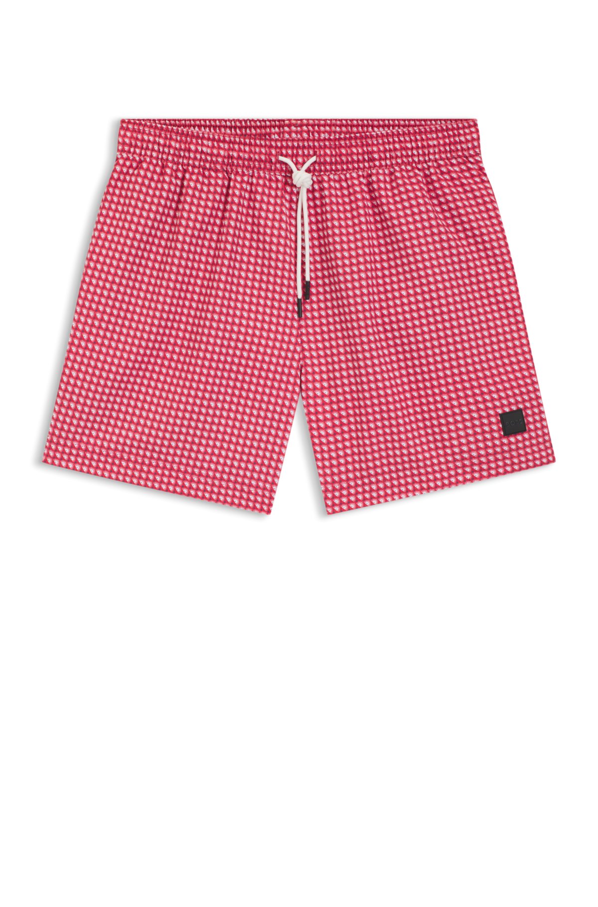 Bermuda da bagno con micro stampa e patch logo
