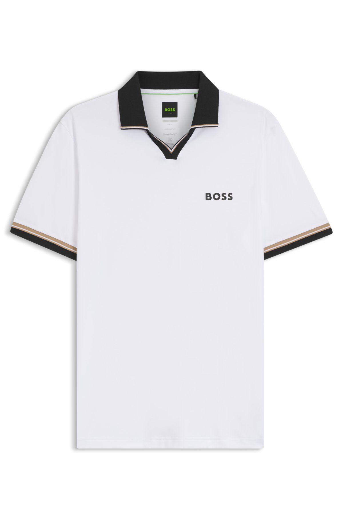 Maglia polo aderente con dettagli a strisce caratteristiche