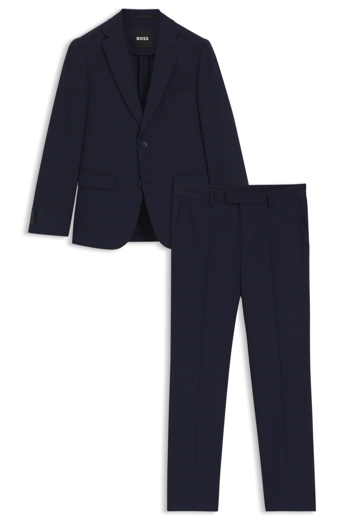 Completo slim-fit a quadri in lana elastica