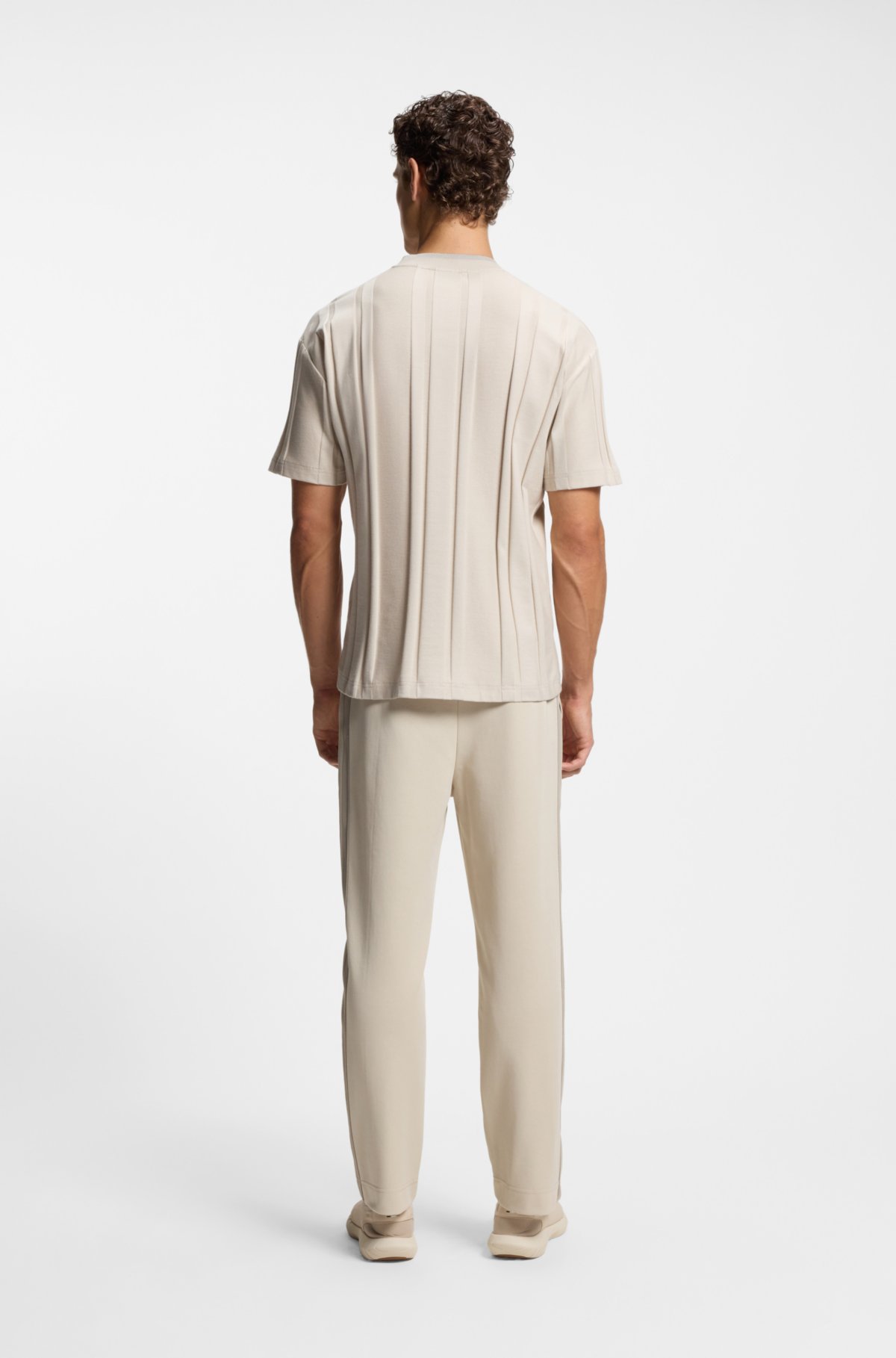T-shirt in cotone con righe testurizzate