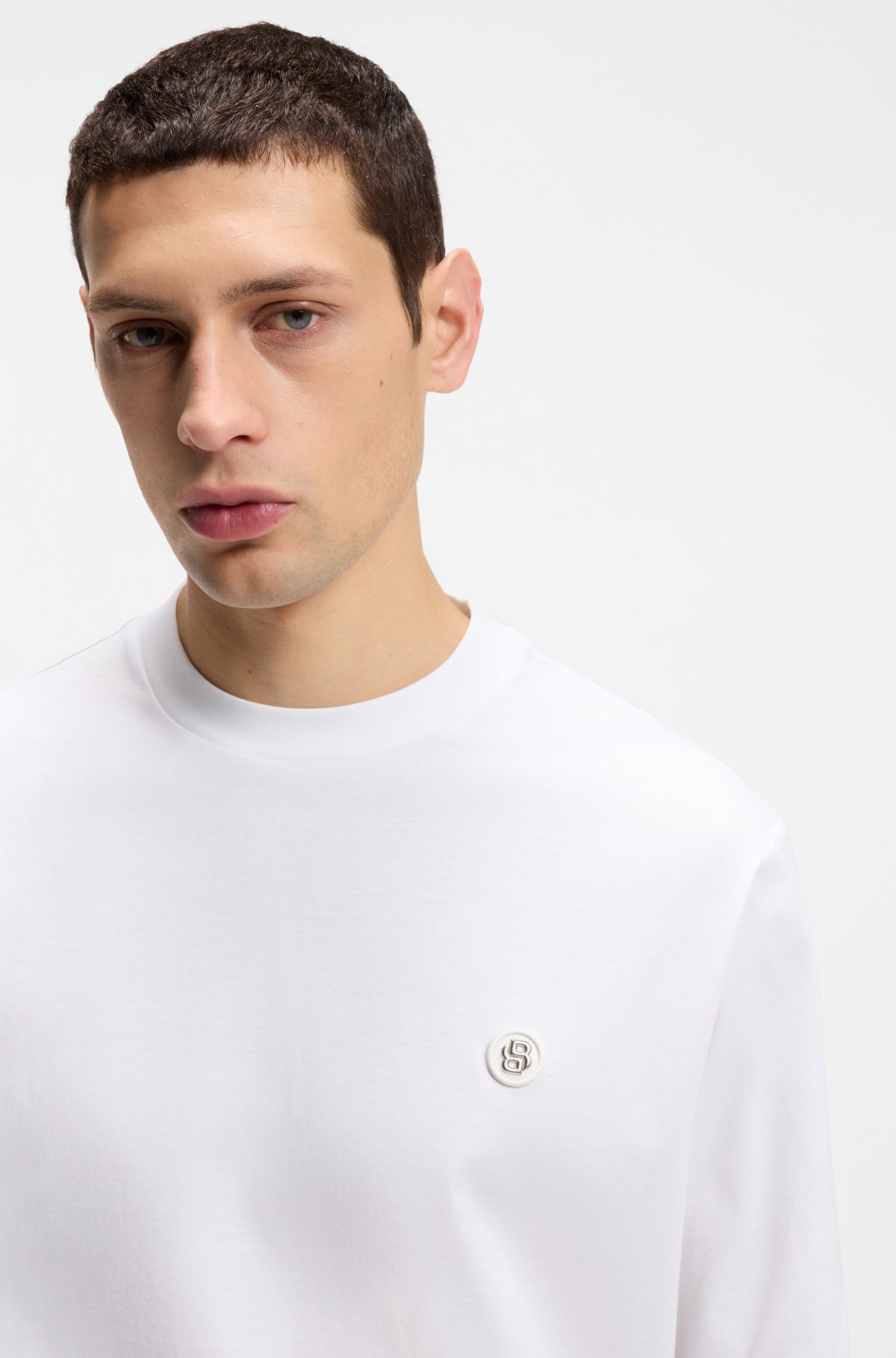 T-shirt in cotone mercerizzato con monogramma Double B
