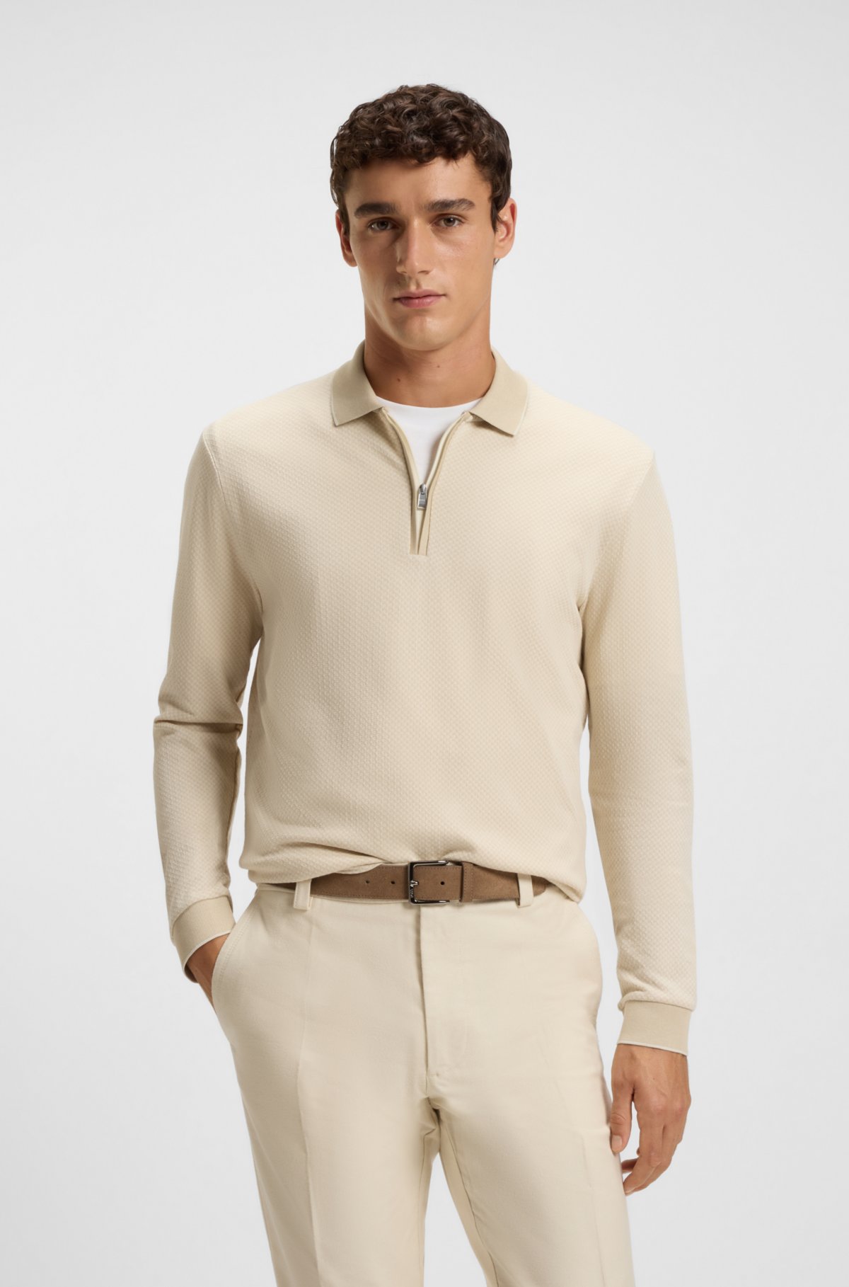 Maglietta polo in cotone mercerizzato con struttura bicolor