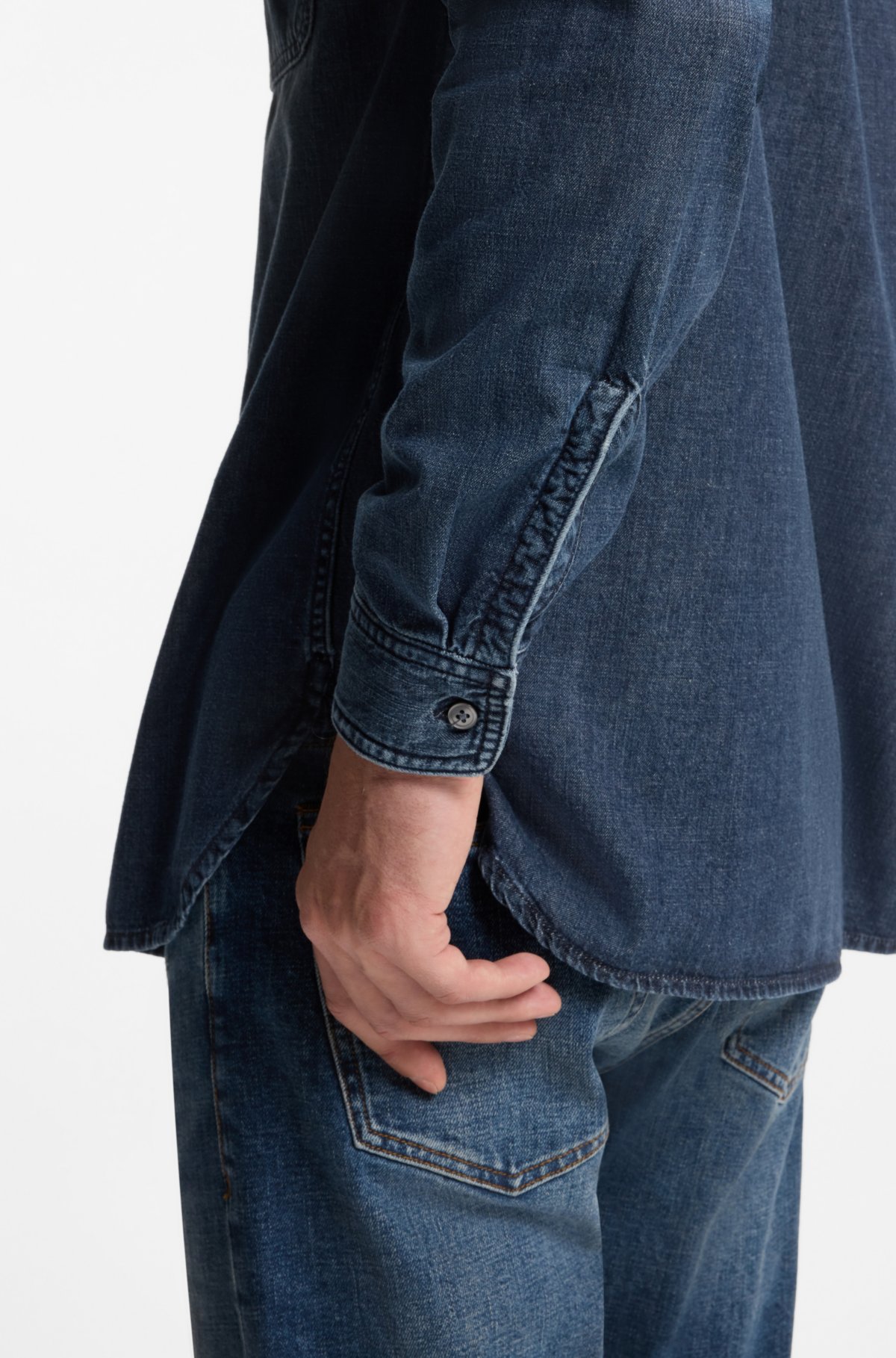 Camicia BECKHAM x BOSS in denim blu