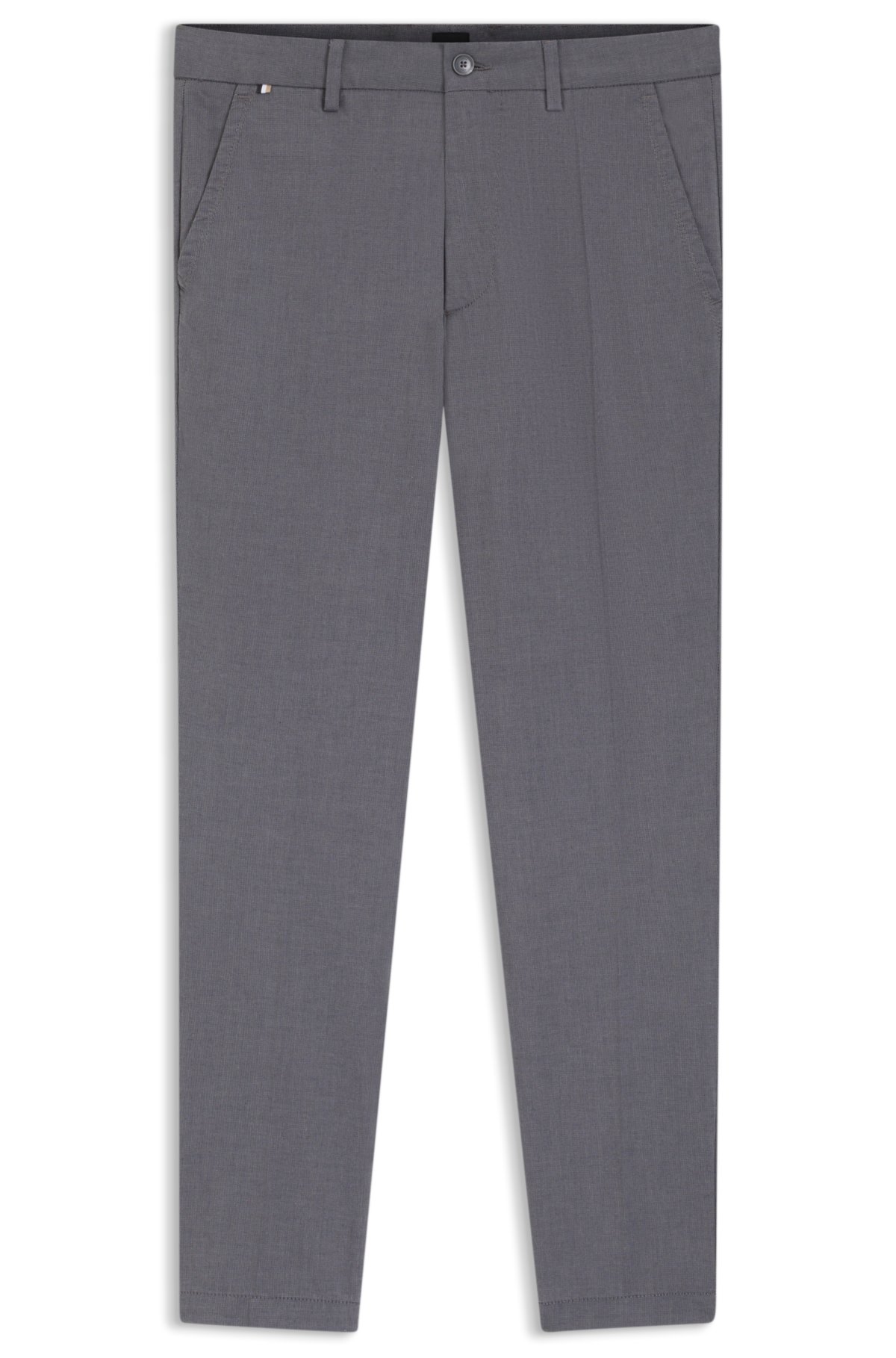 Pantaloni aderenti in cotone elastico a trama dobby