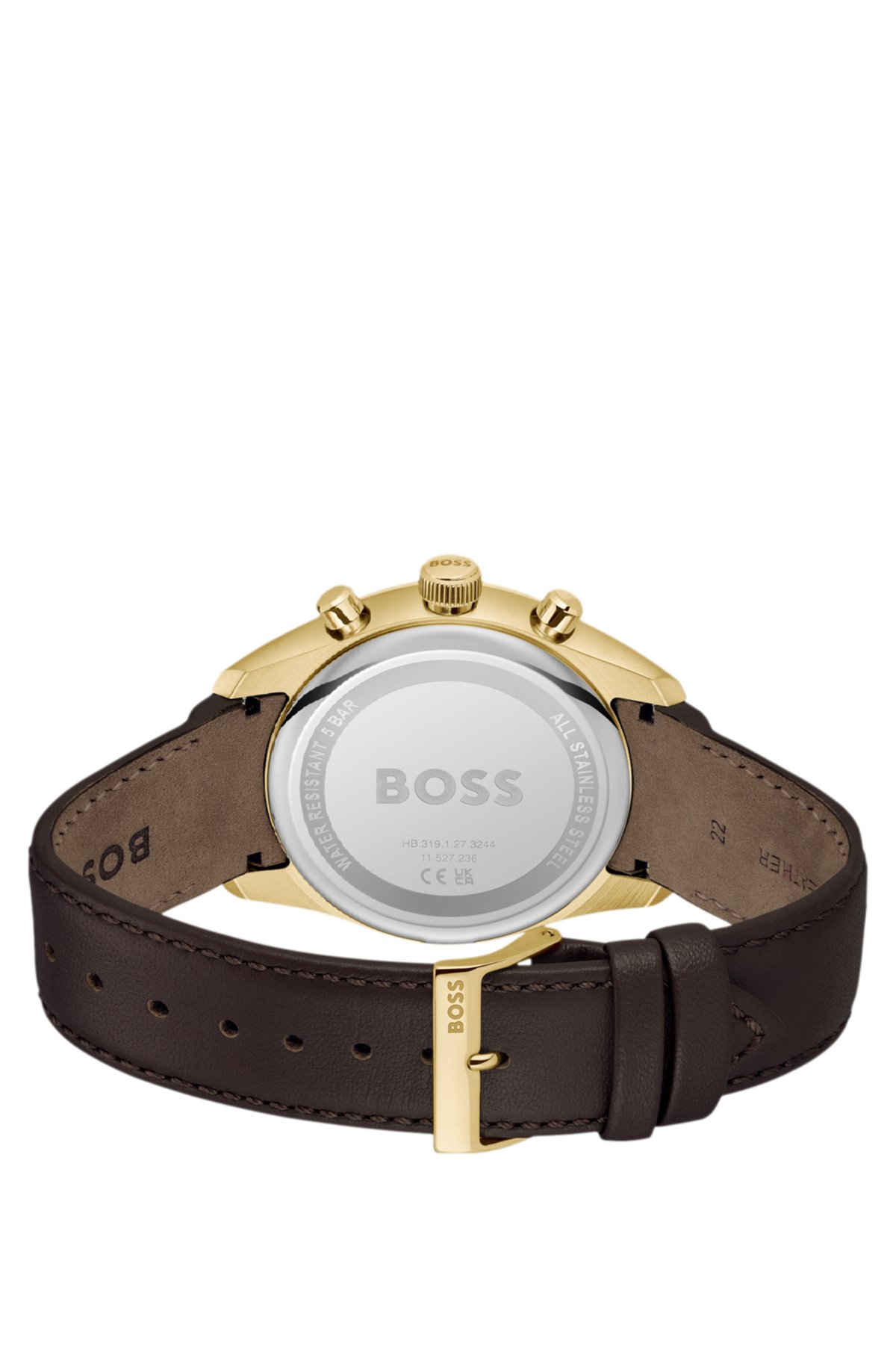 Orologio cronografo Gold-tone GRAND PRIX 44 con cinturino in pelle forata