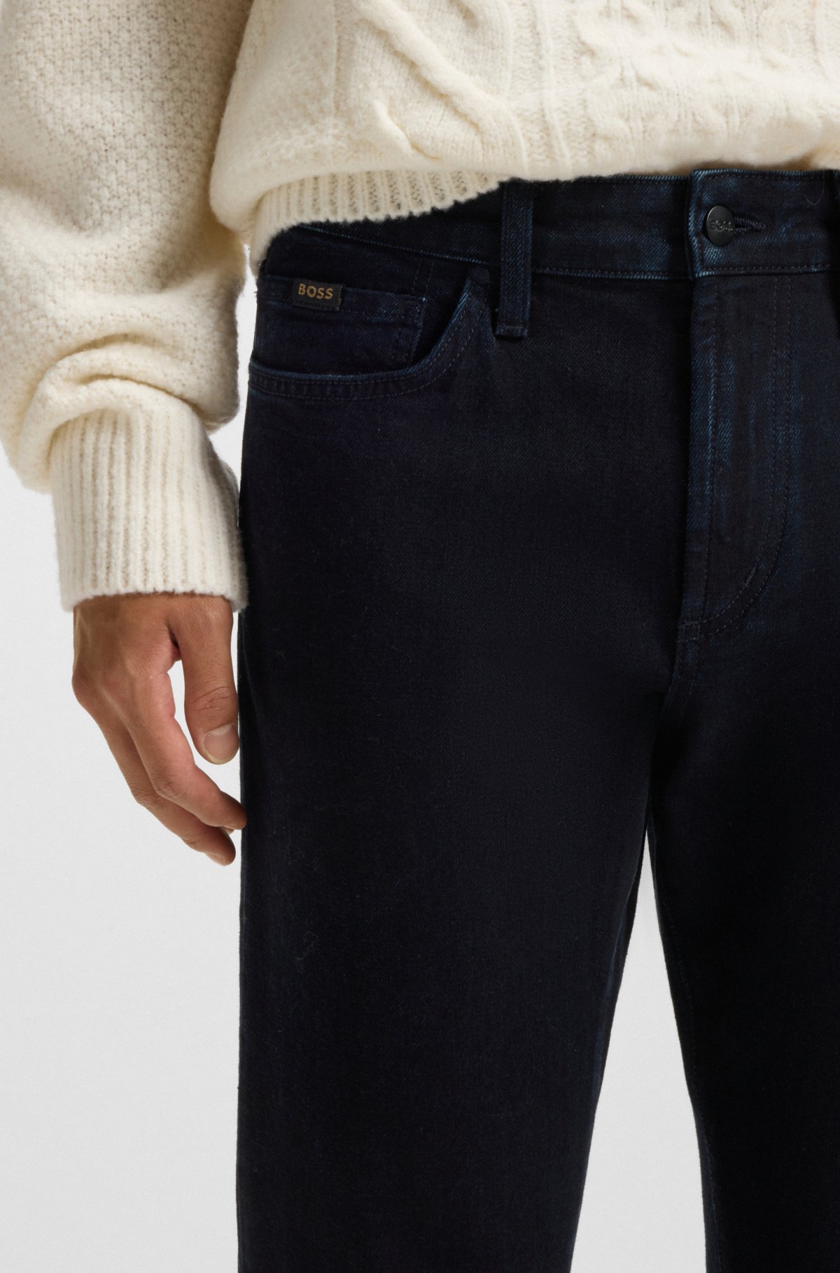 Jeans blu a vestibilità aderente in denim elasticizzato