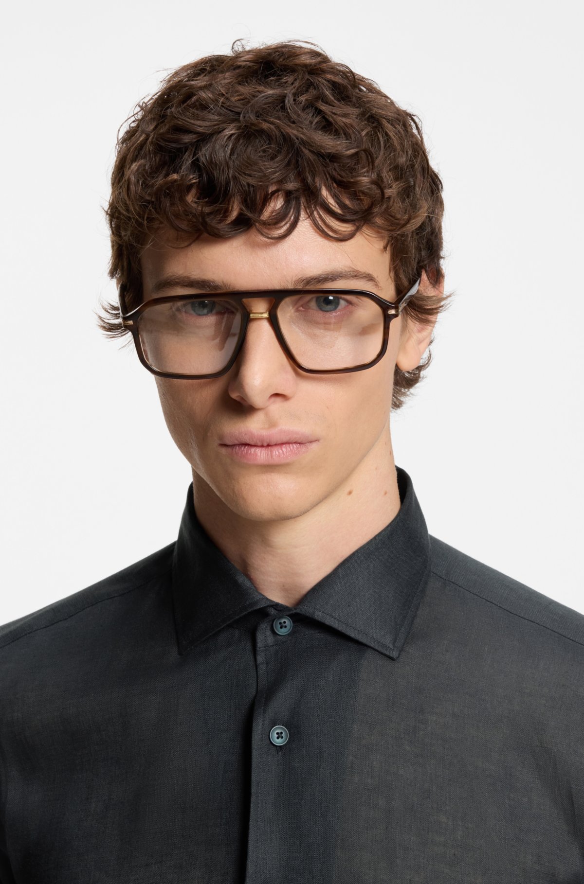 Camicia regular-fit in lino BECKHAM x BOSS