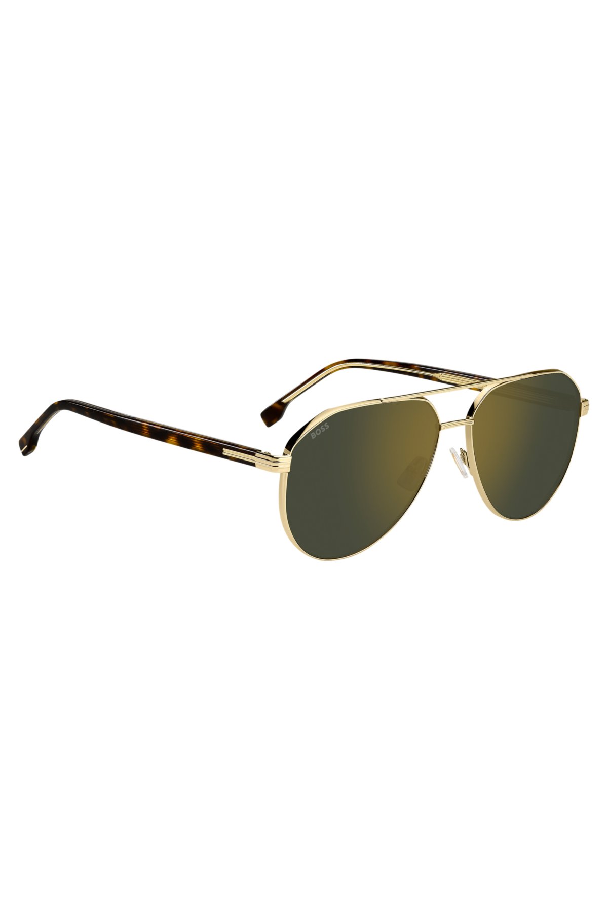 Occhiali da sole con montatura in acetato Havana e finiture oro