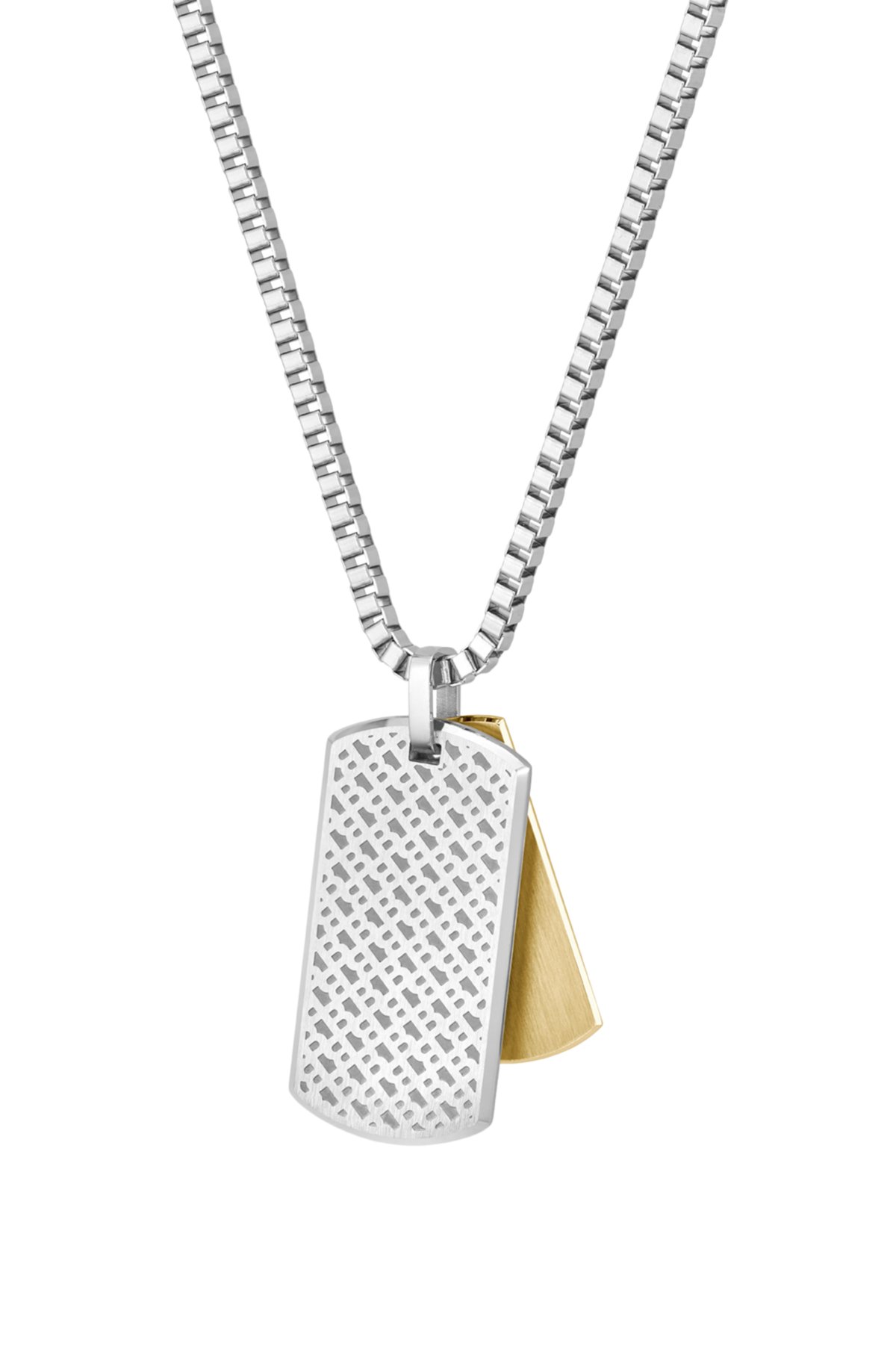 Collana con catena a scatola e ciondolo con doppio taglio firmato