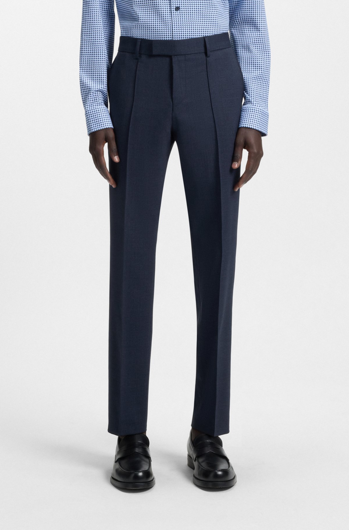 Suit a righe con vestibilità aderente in lana elastica