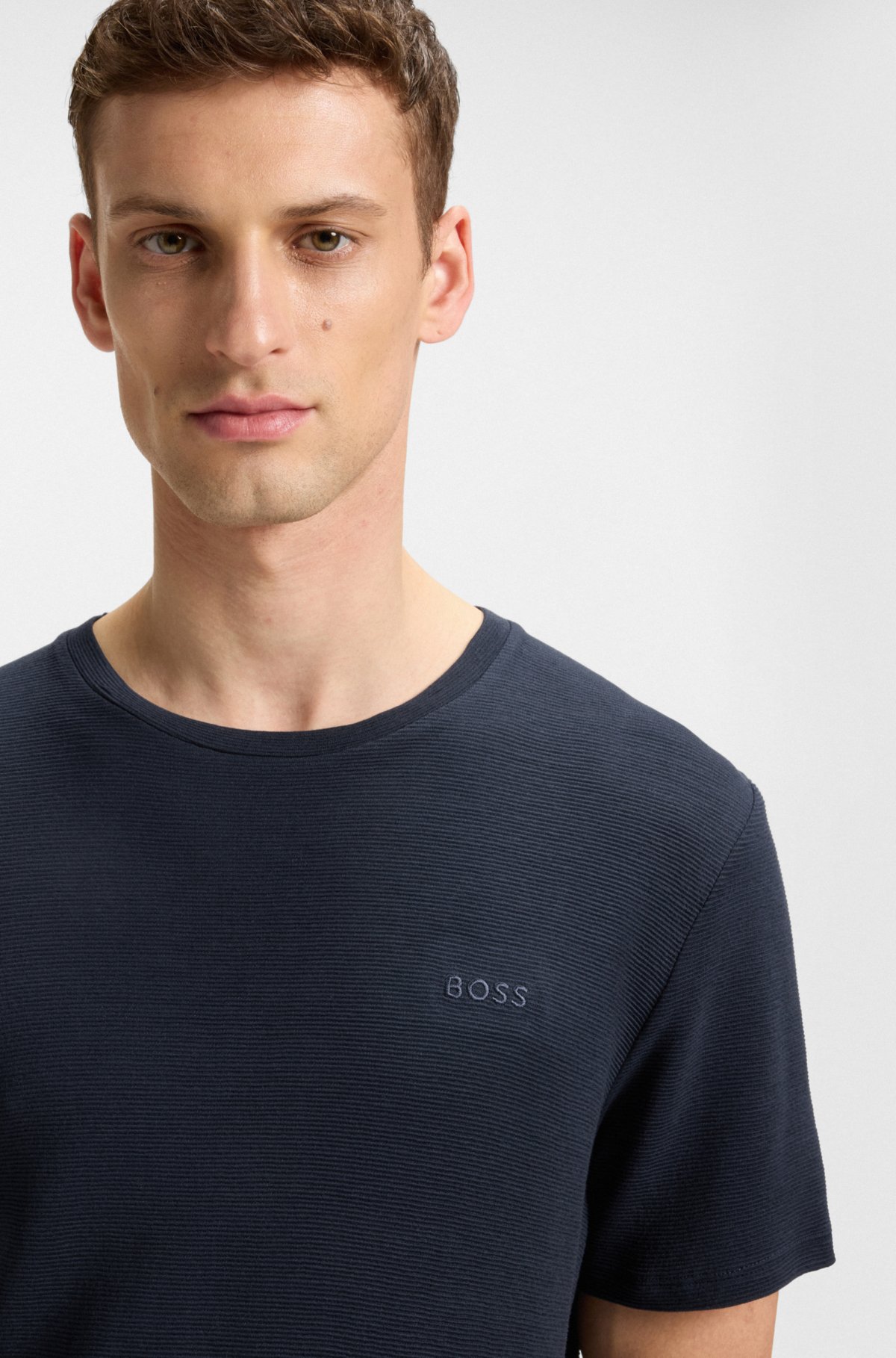 T-shirt da notte con logo ricamato in jersey elasticizzato
